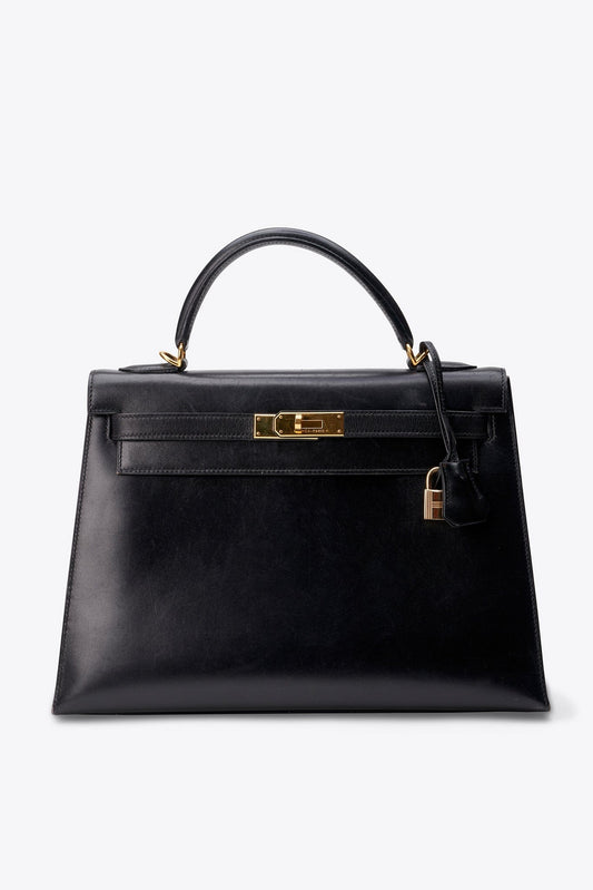 Hermès Kelly Sellier 32 in Black Box Calf with Gold Hardware