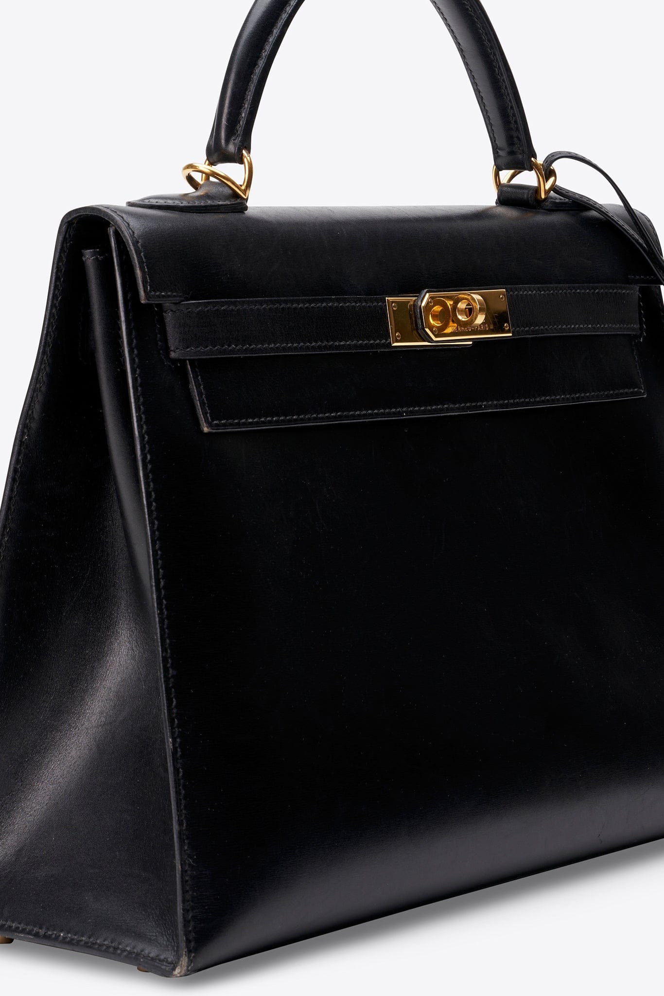 Hermès Kelly Sellier 32 in Black Box Calf with Gold Hardware