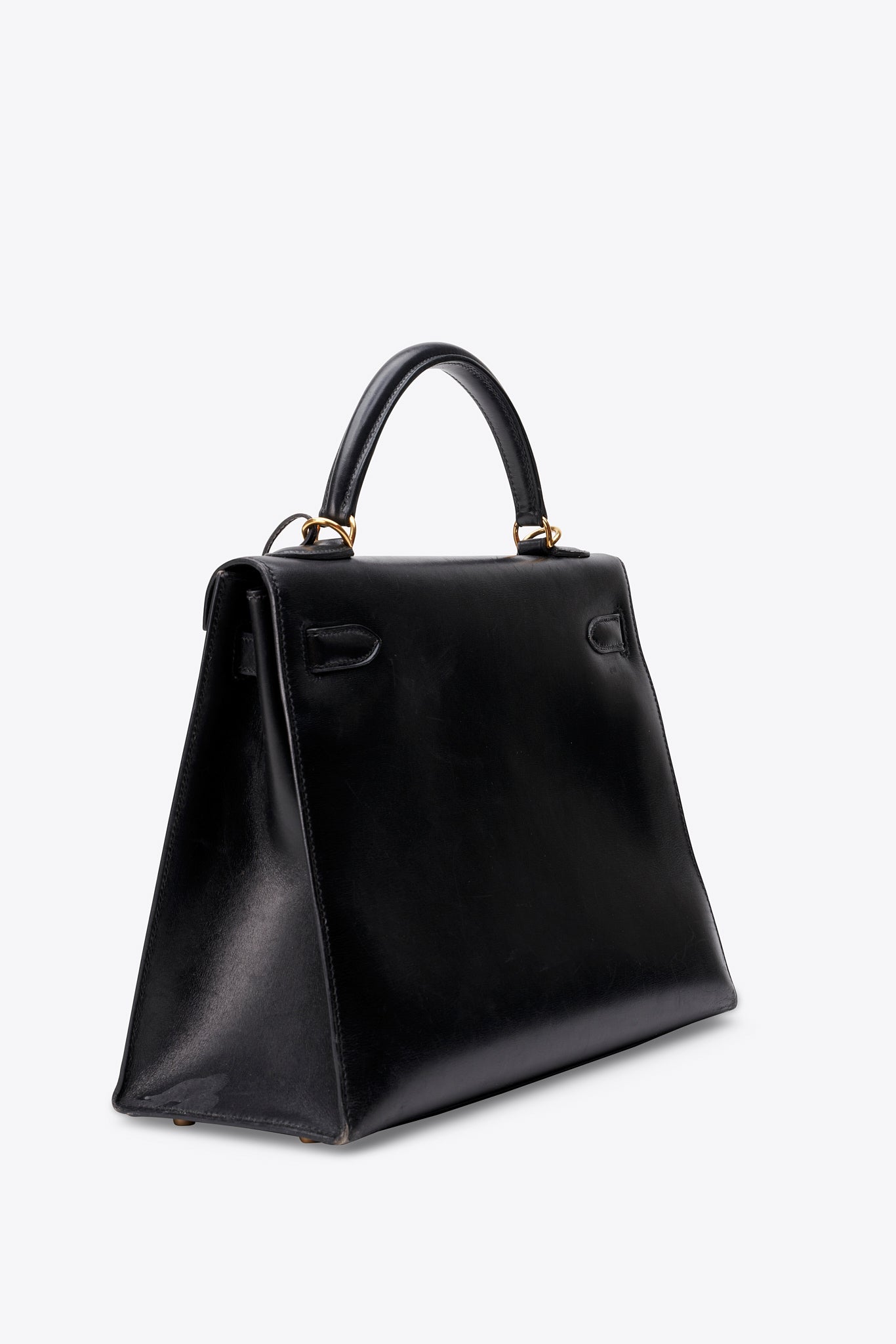 Hermès Kelly Sellier 32 in Black Box Calf with Gold Hardware