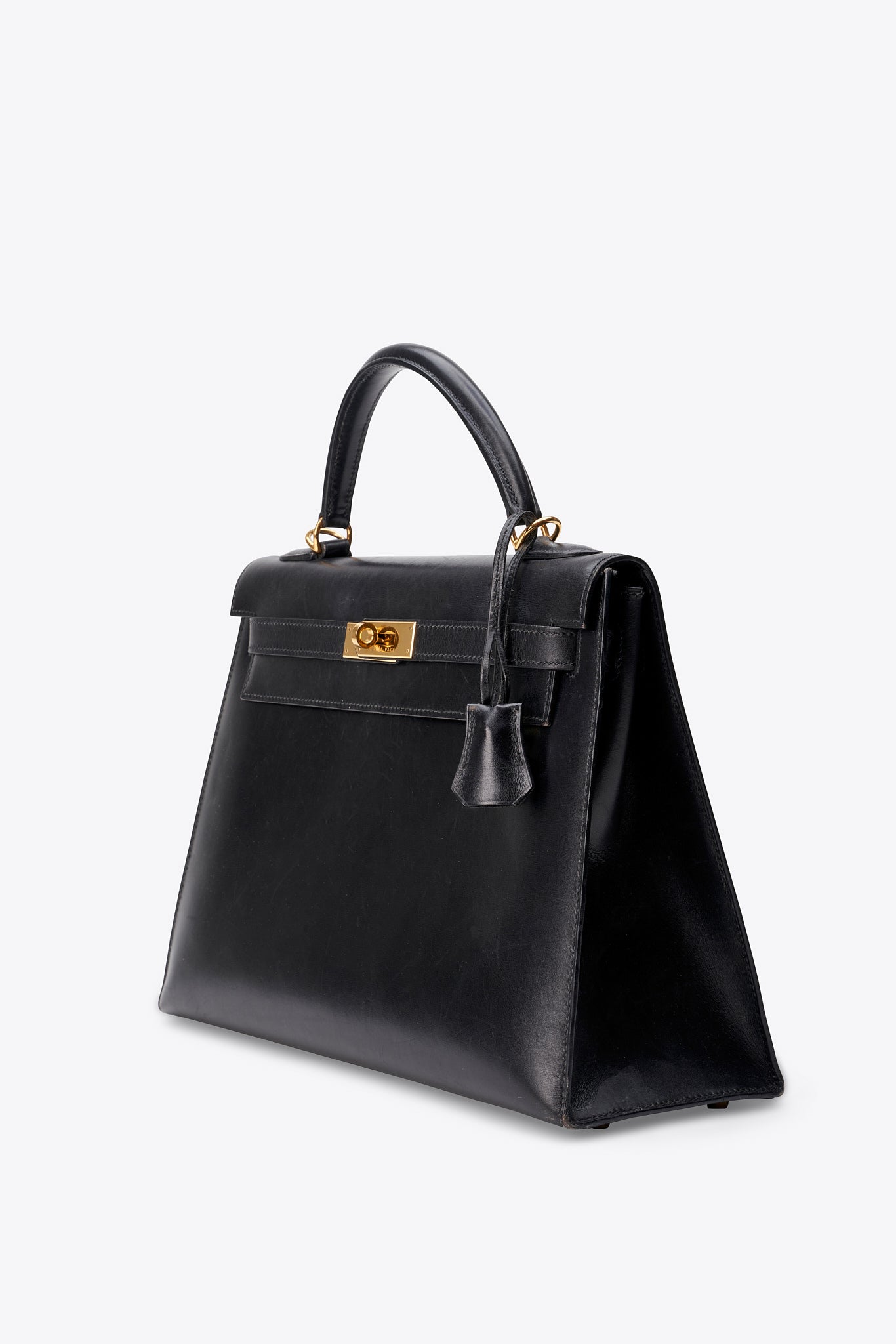 Hermès Kelly Sellier 32 in Black Box Calf with Gold Hardware
