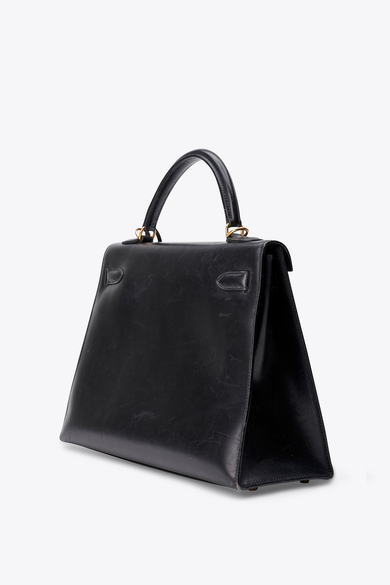 Hermès Kelly Sellier 32 in Black Box Calf with Gold Hardware