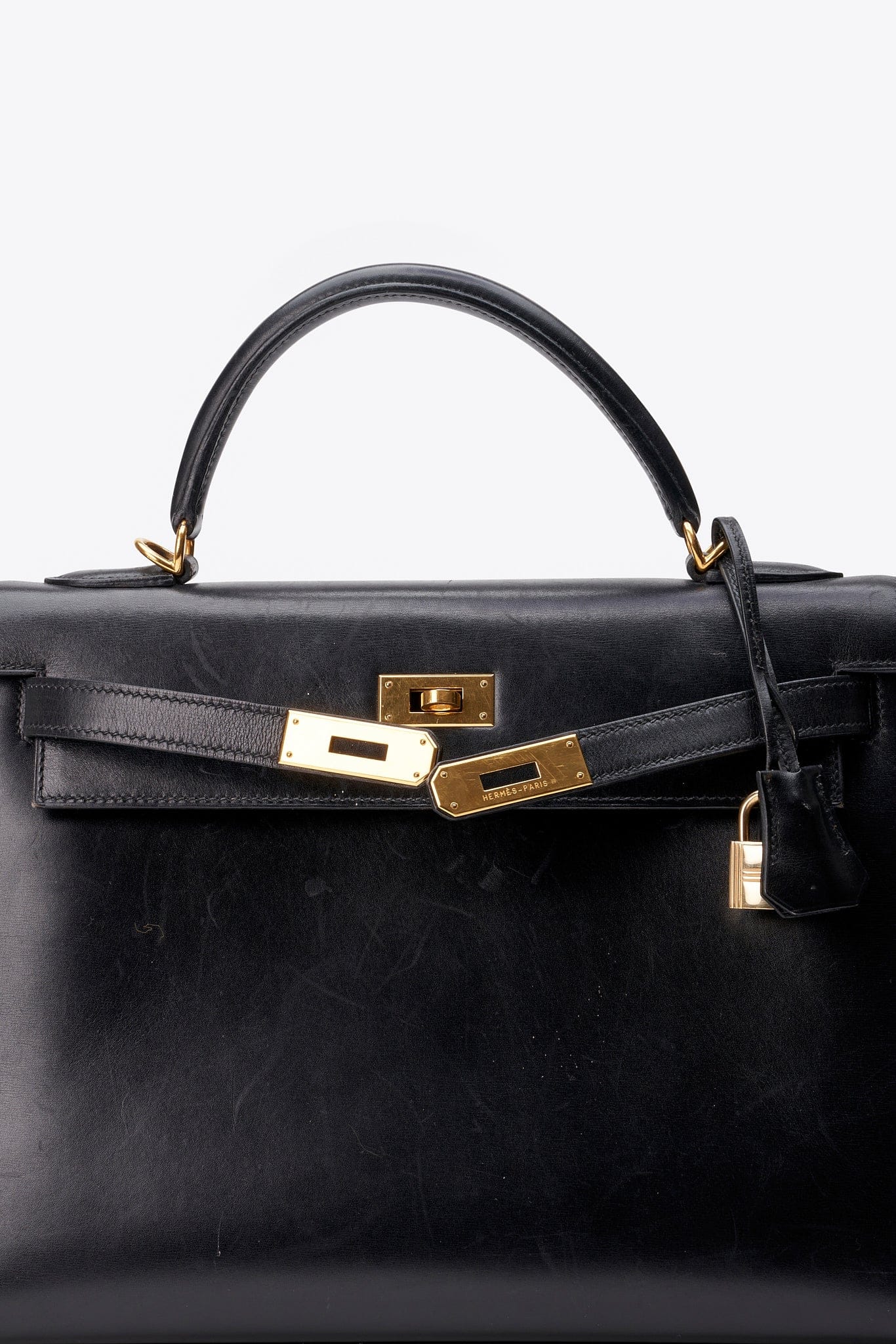 Hermès Kelly Sellier 32 in Black Box Calf with Gold Hardware