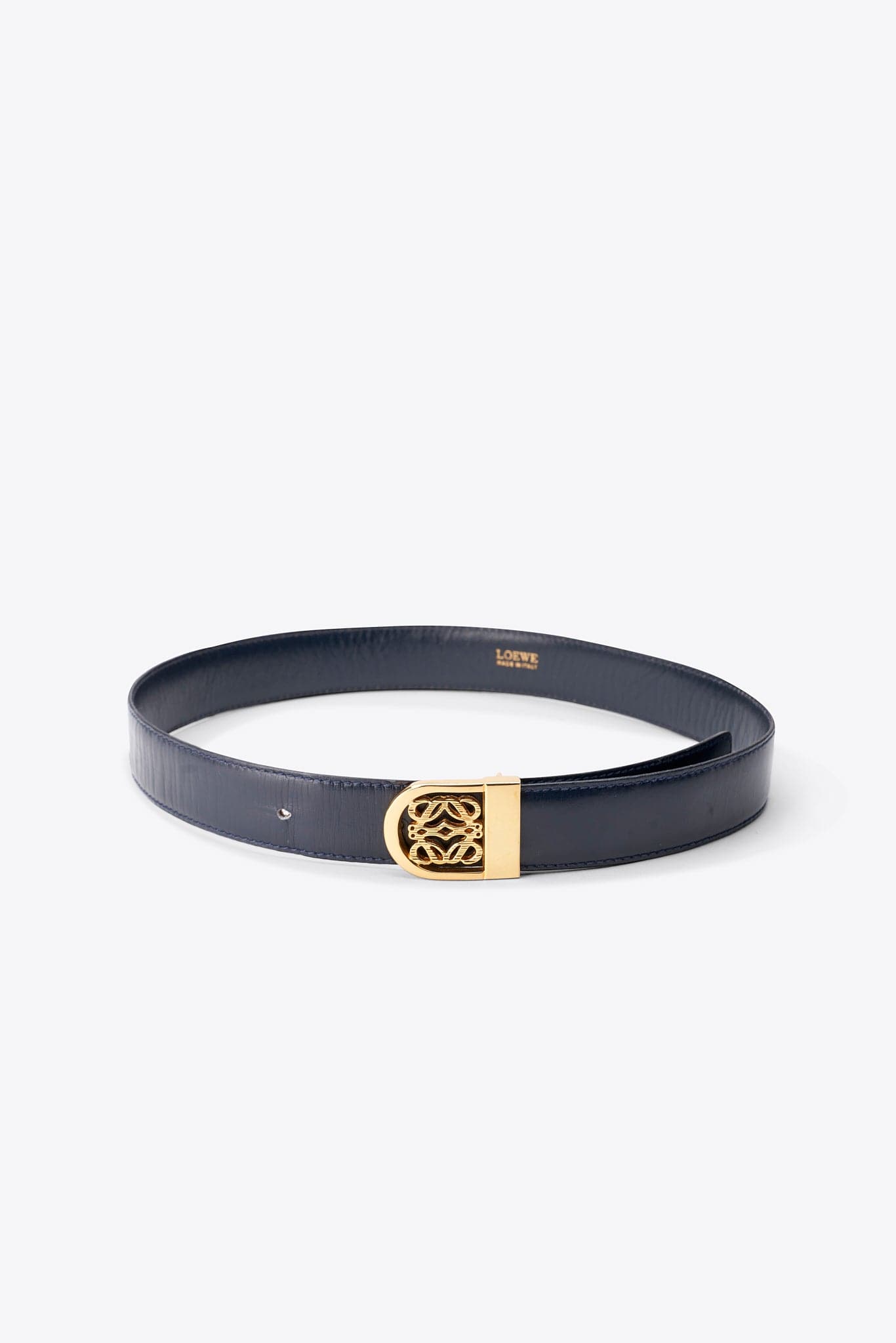 Cintura vintage in pelle blu scuro Loewe Anagram