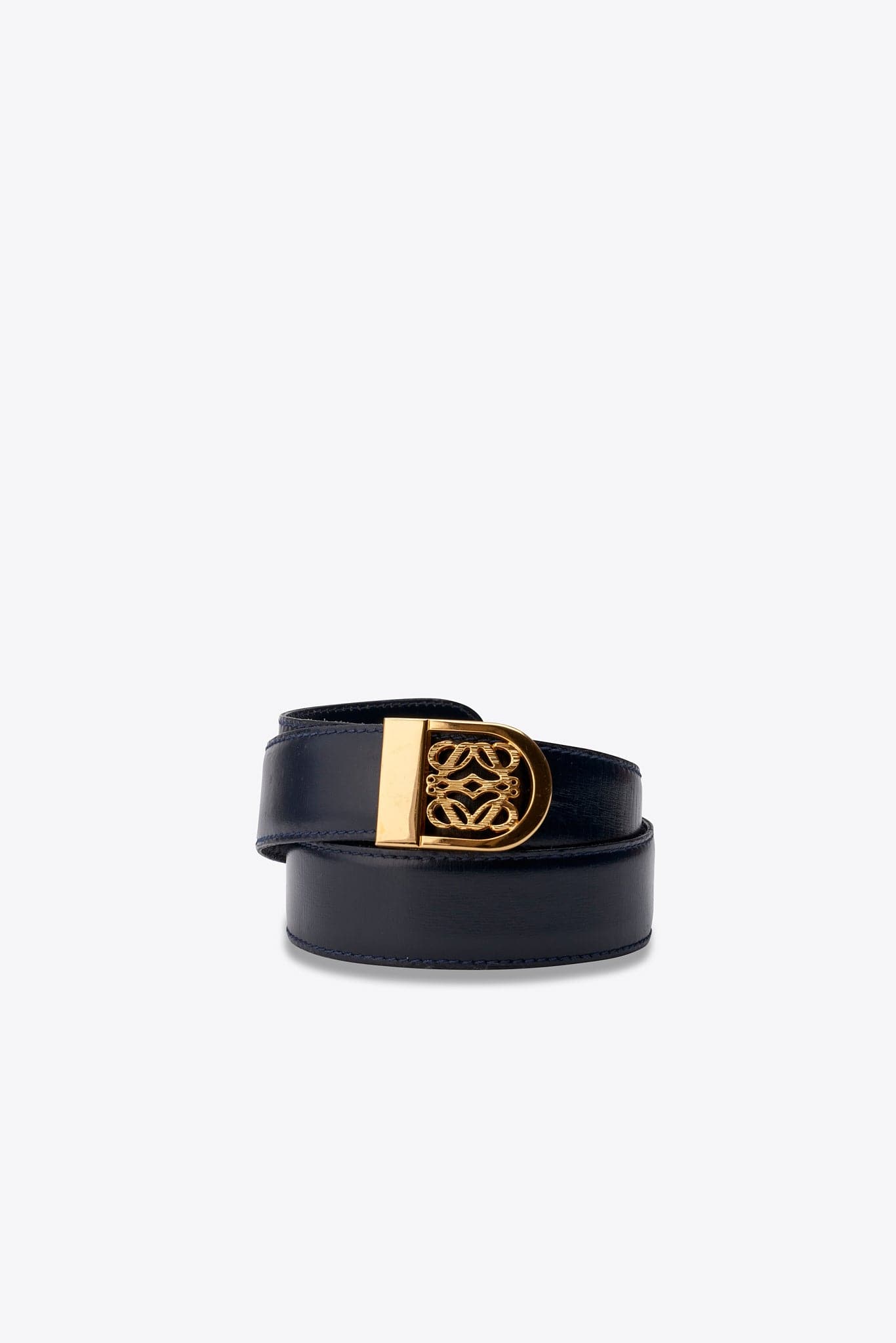 Cintura vintage in pelle blu scuro Loewe Anagram