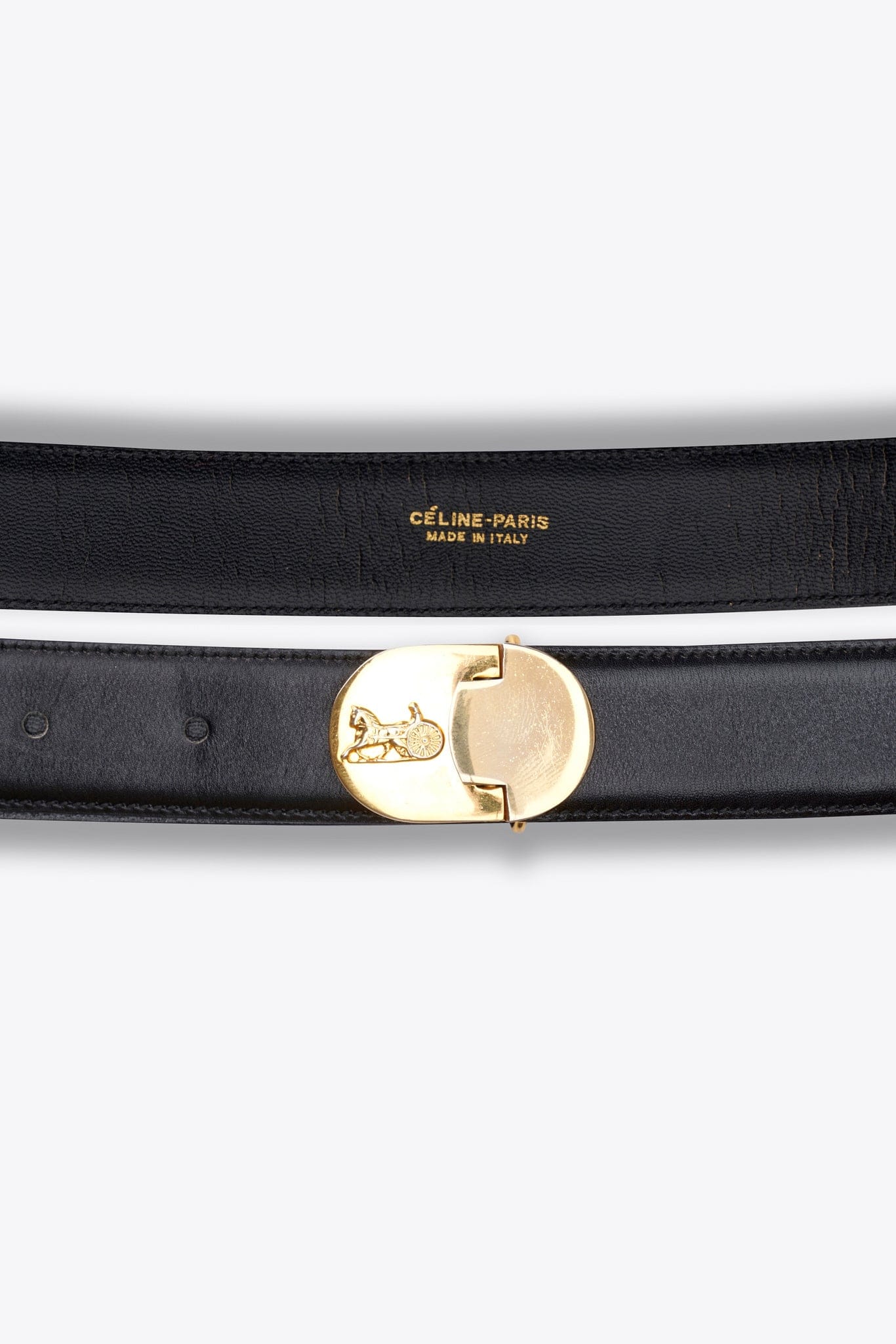 Vintage Celine Sulky Black Leather Belt