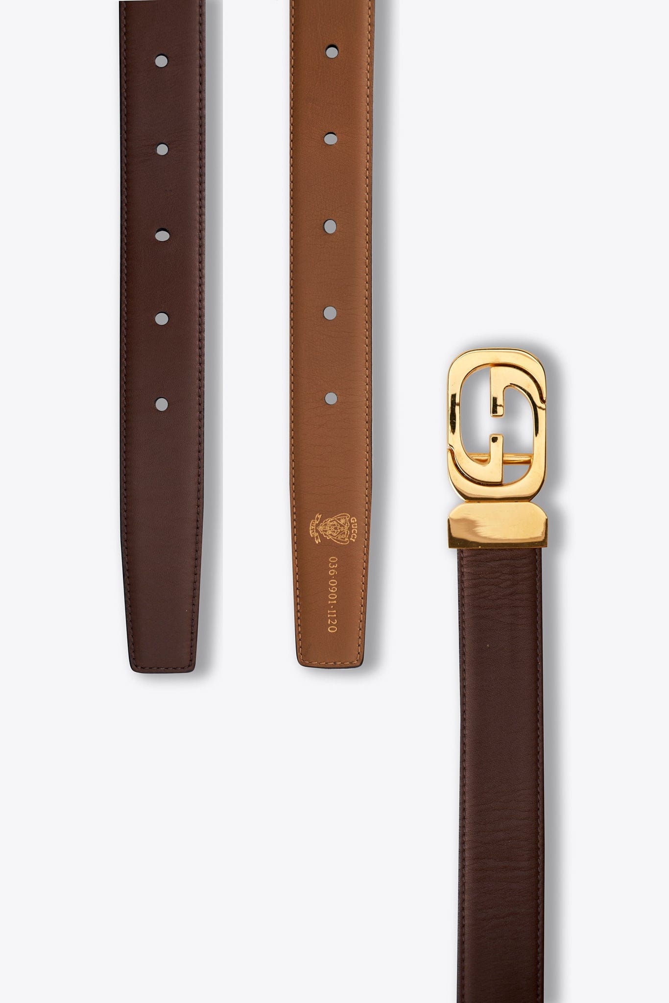 Cintura vintage Gucci in pelle marrone con fibbia G intrecciata