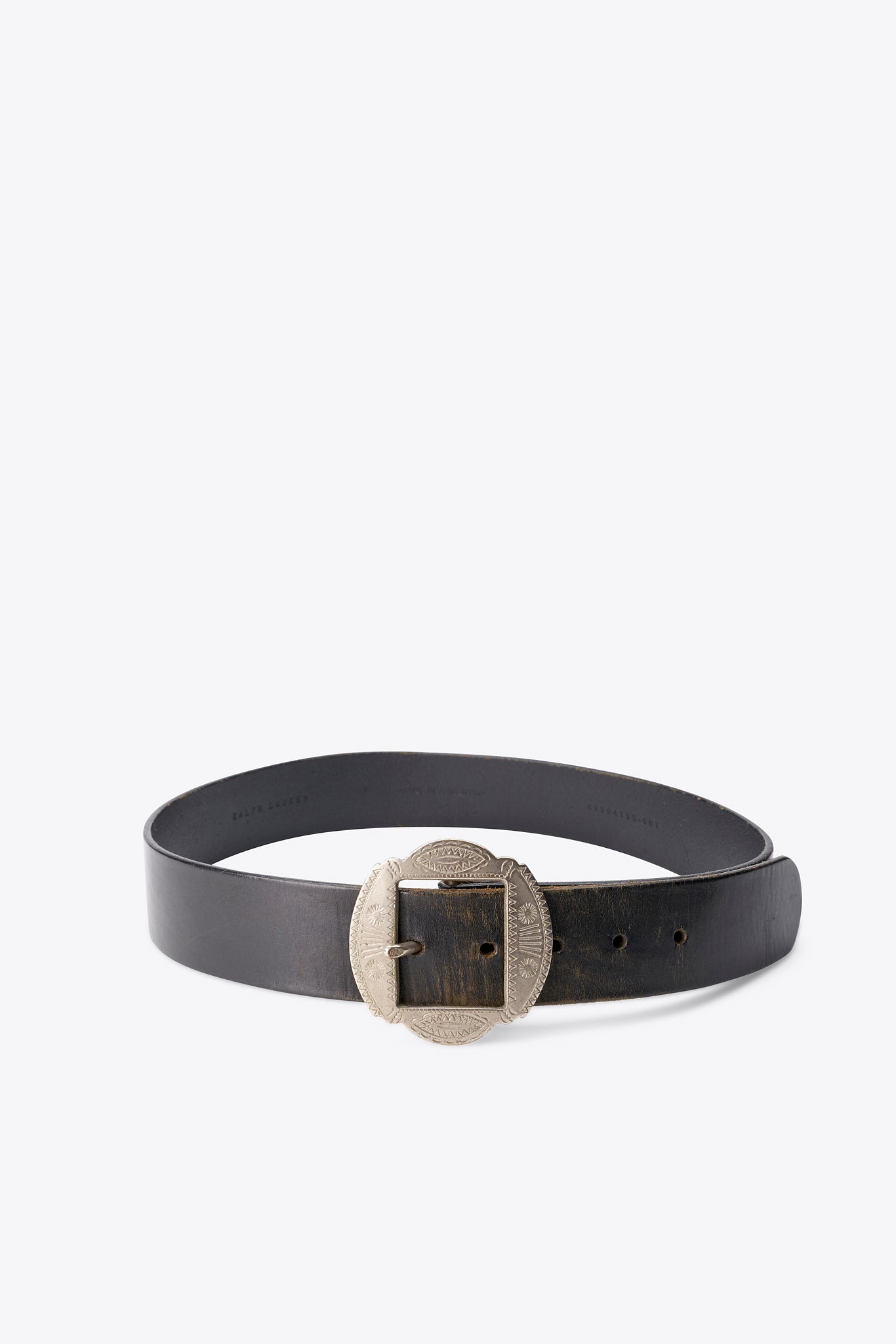 Cintura vintage in pelle nera Ralph Lauren