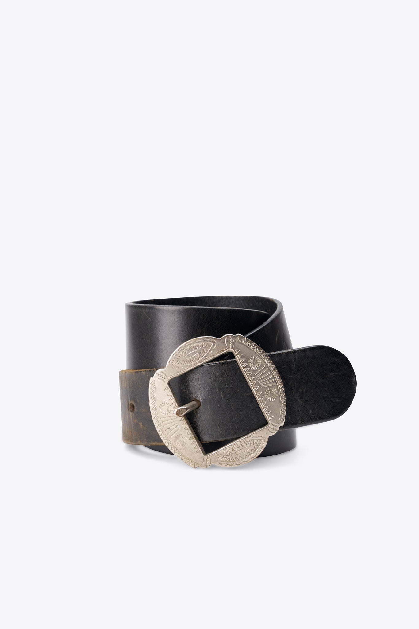 Cintura vintage in pelle nera Ralph Lauren