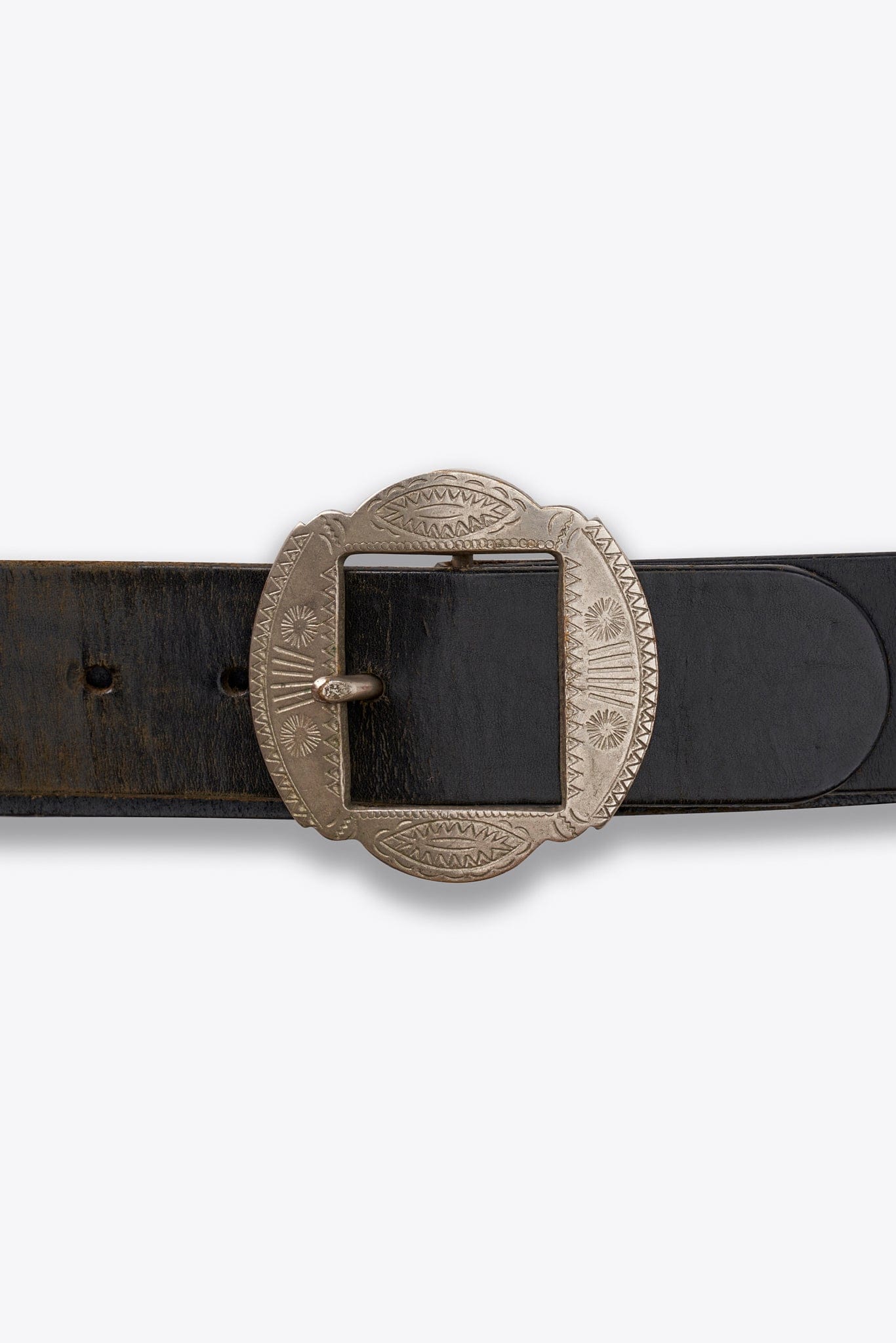 Cintura vintage in pelle nera Ralph Lauren