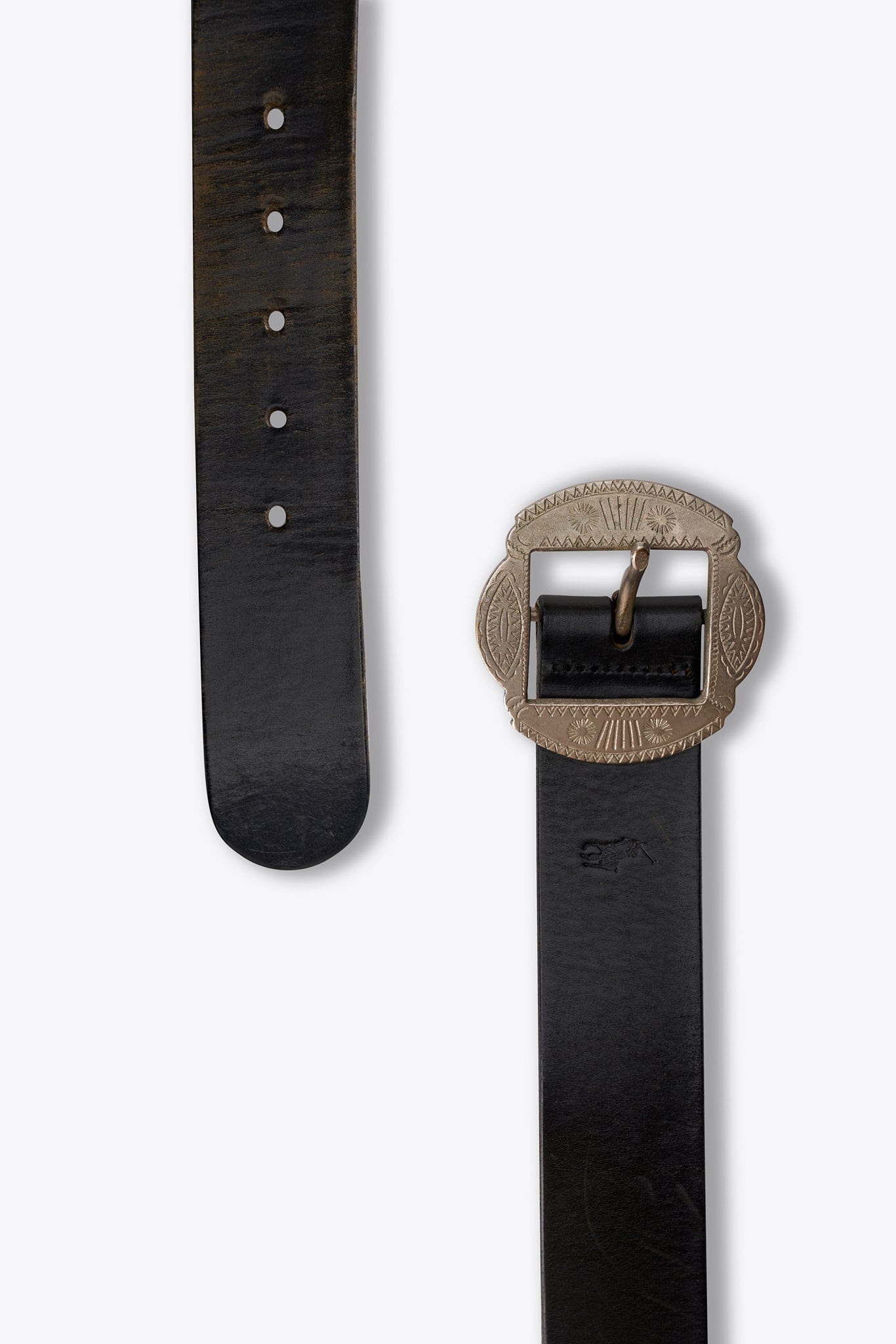 Cintura vintage in pelle nera Ralph Lauren