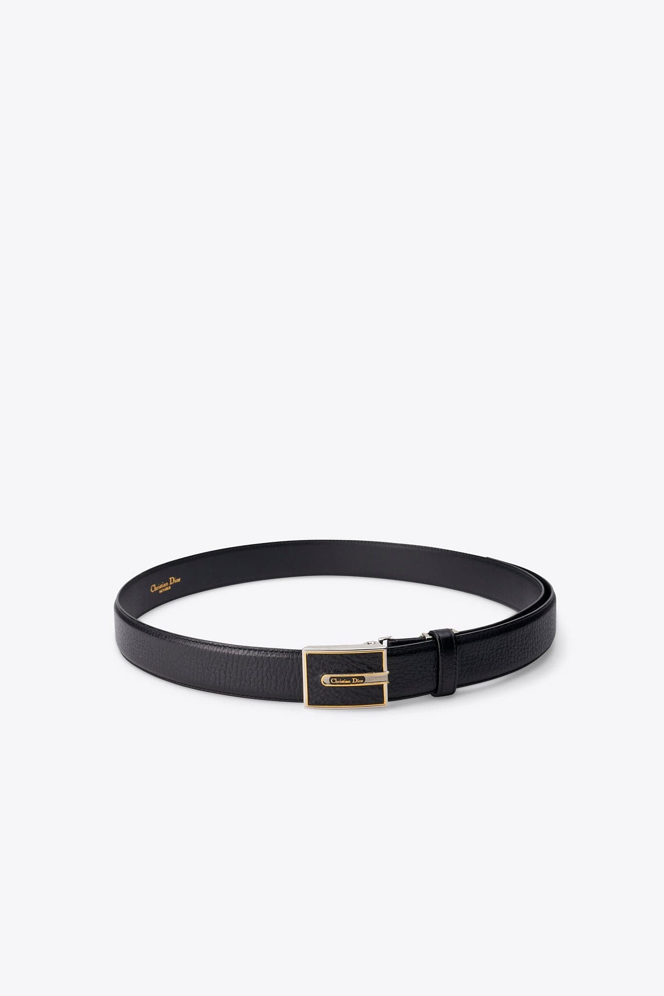 Cintura regolabile vintage in pelle nera Christian Dior