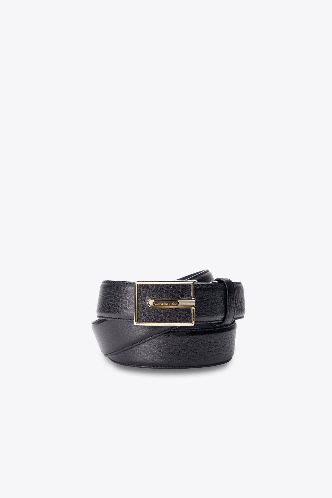 Cintura regolabile vintage in pelle nera Christian Dior