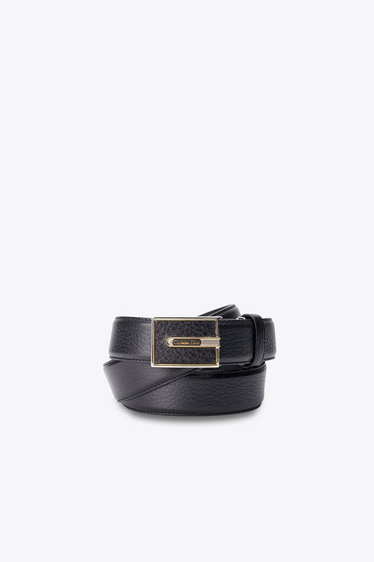 Verstellbarer Vintage-Gürtel aus schwarzem Leder von Christian Dior
