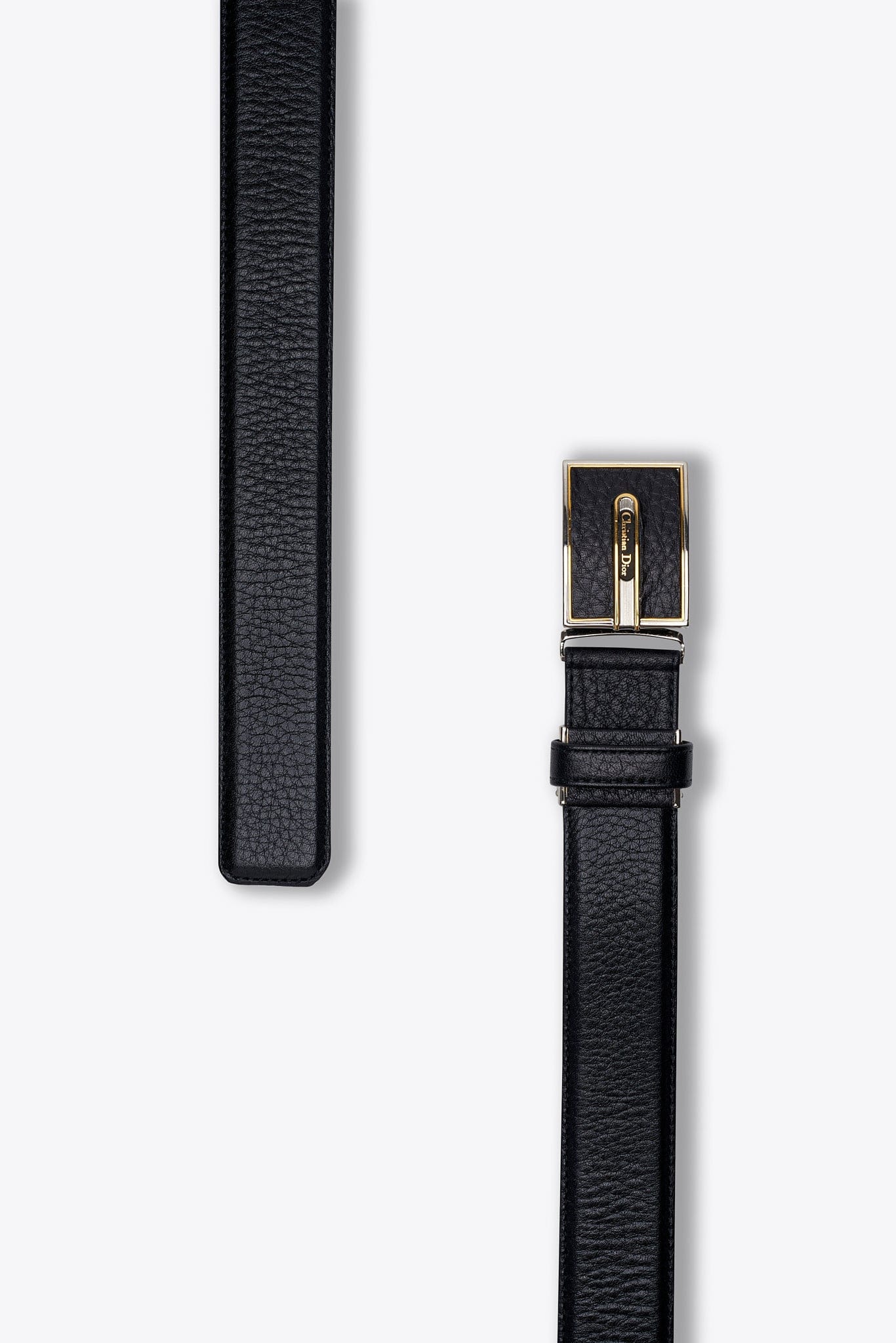 Cintura regolabile vintage in pelle nera Christian Dior