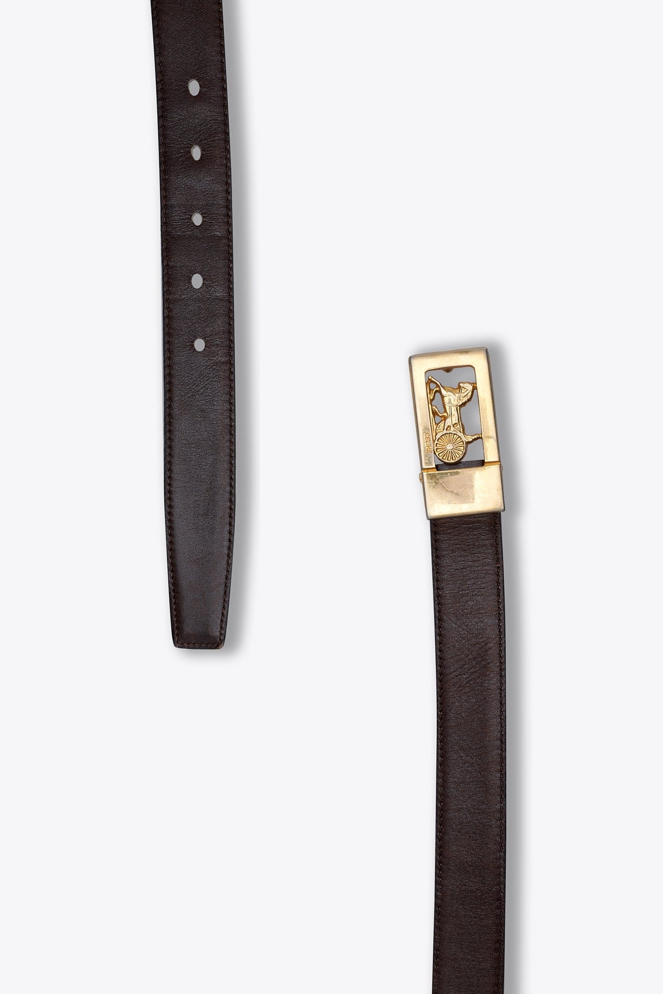 Vintage Celine Sulky Brown Leather Belt