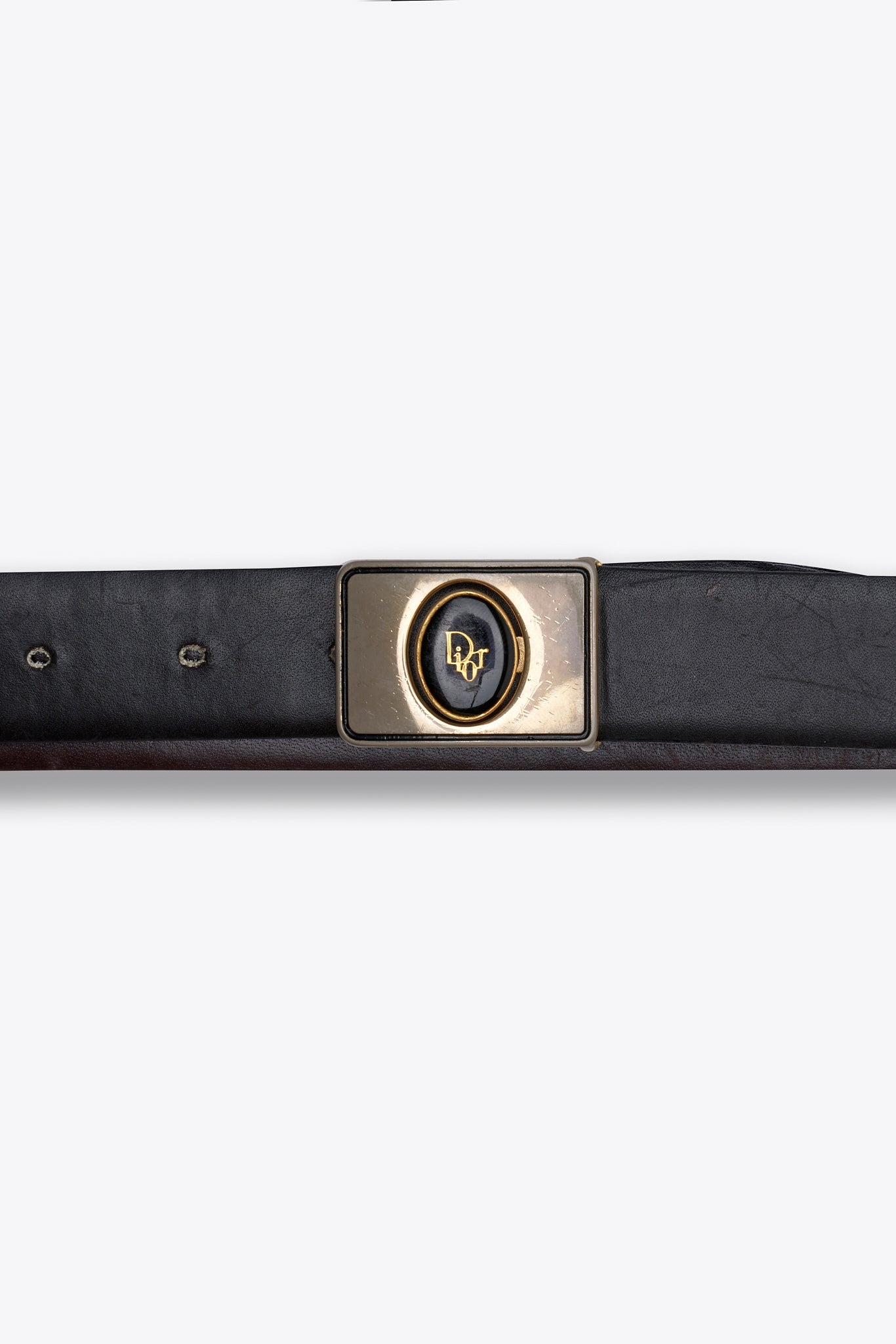 Vintage Christian Dior Black Leather Belt