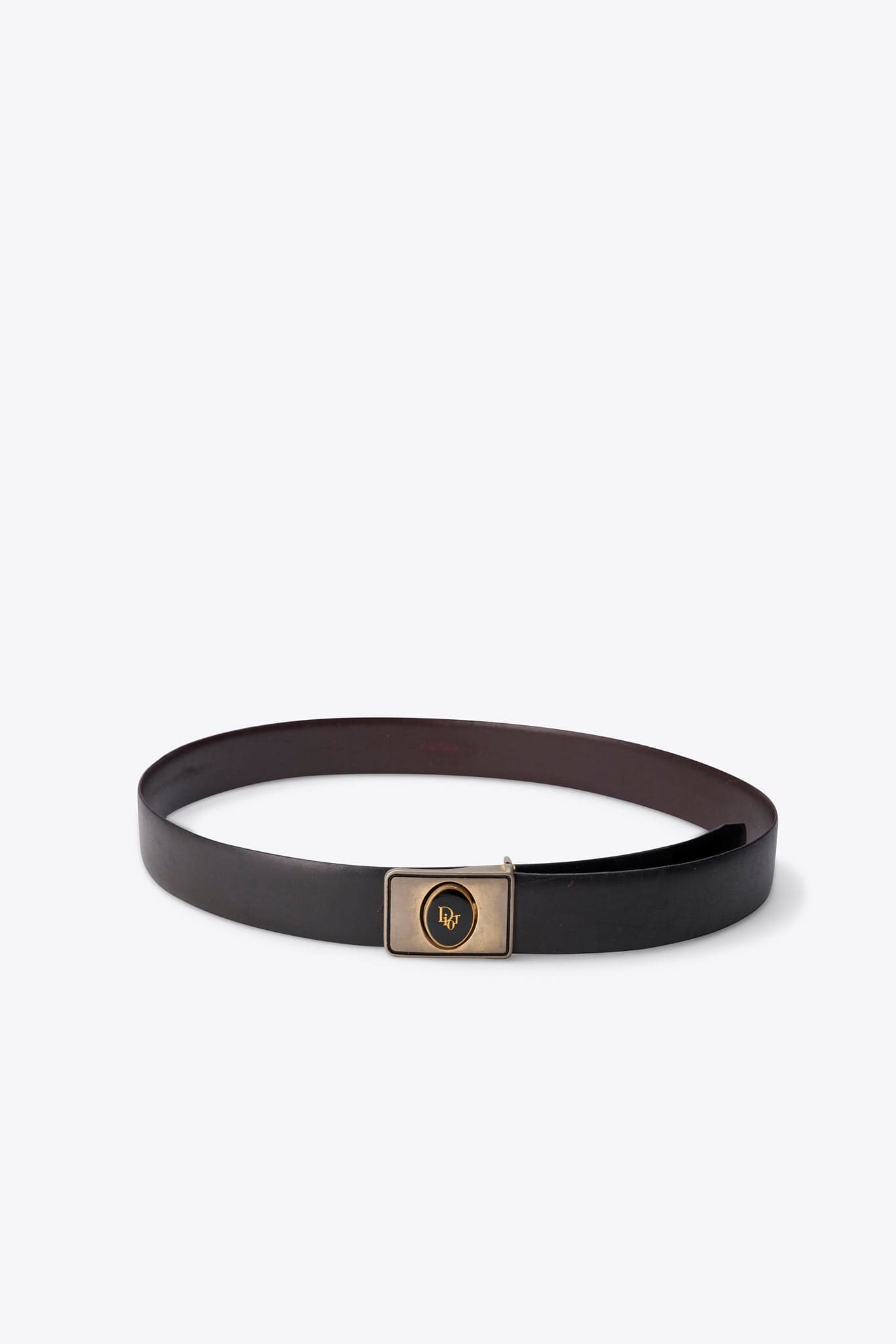 Vintage Christian Dior Black Leather Belt