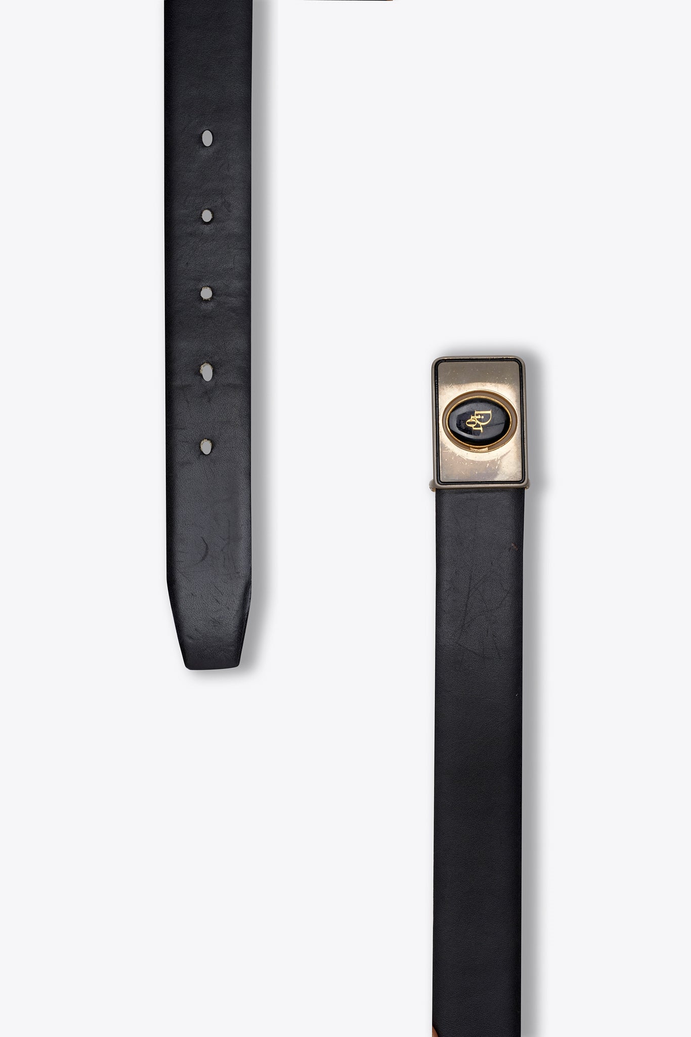 Vintage Christian Dior Black Leather Belt