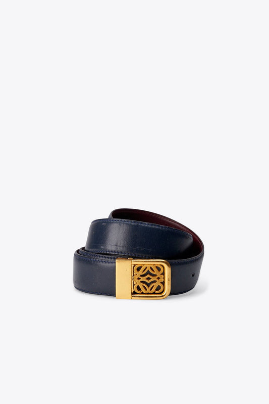 Vintage Loewe Anagram Marineblauer Ledergürtel