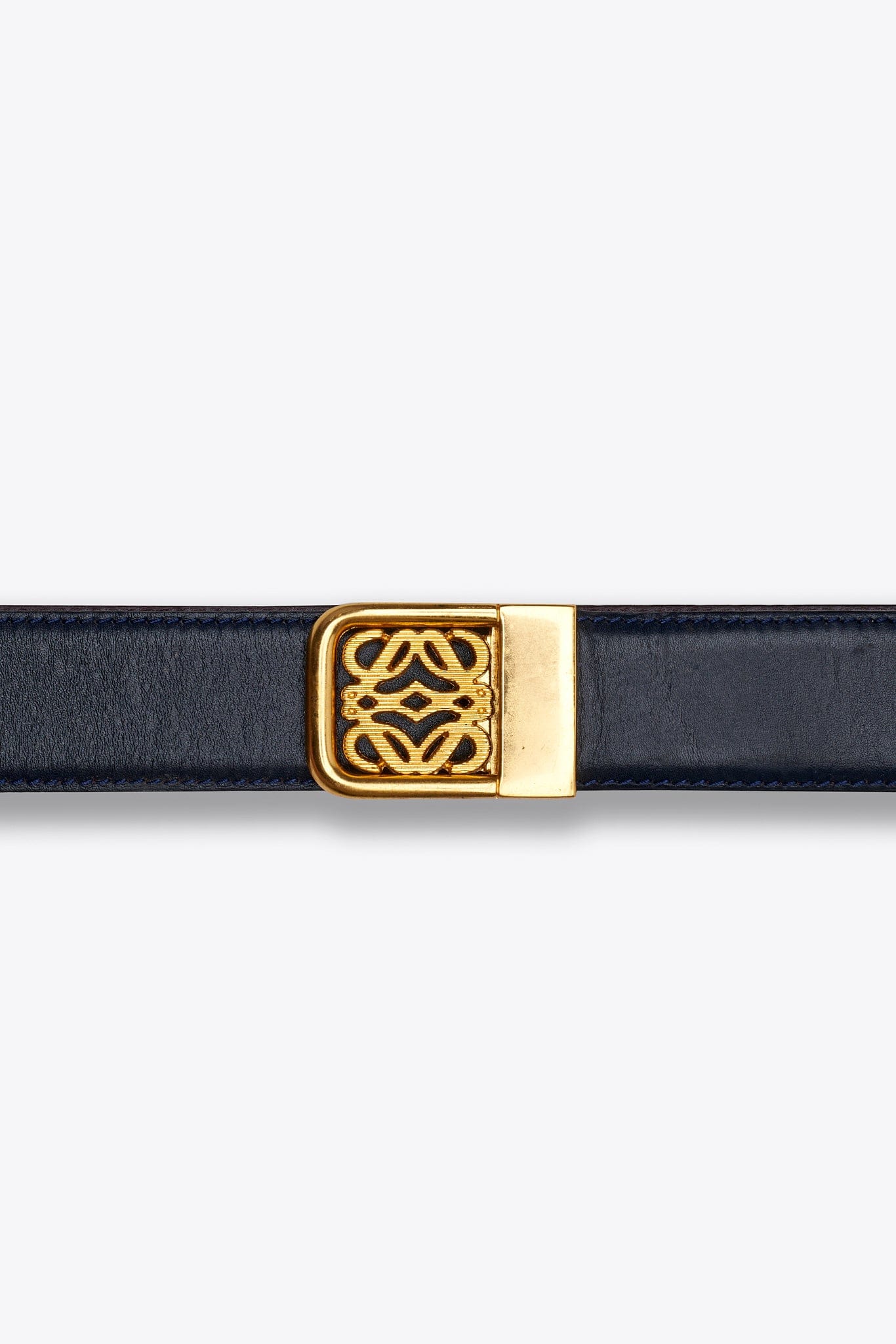 Vintage Loewe Anagram Navy Leather Belt