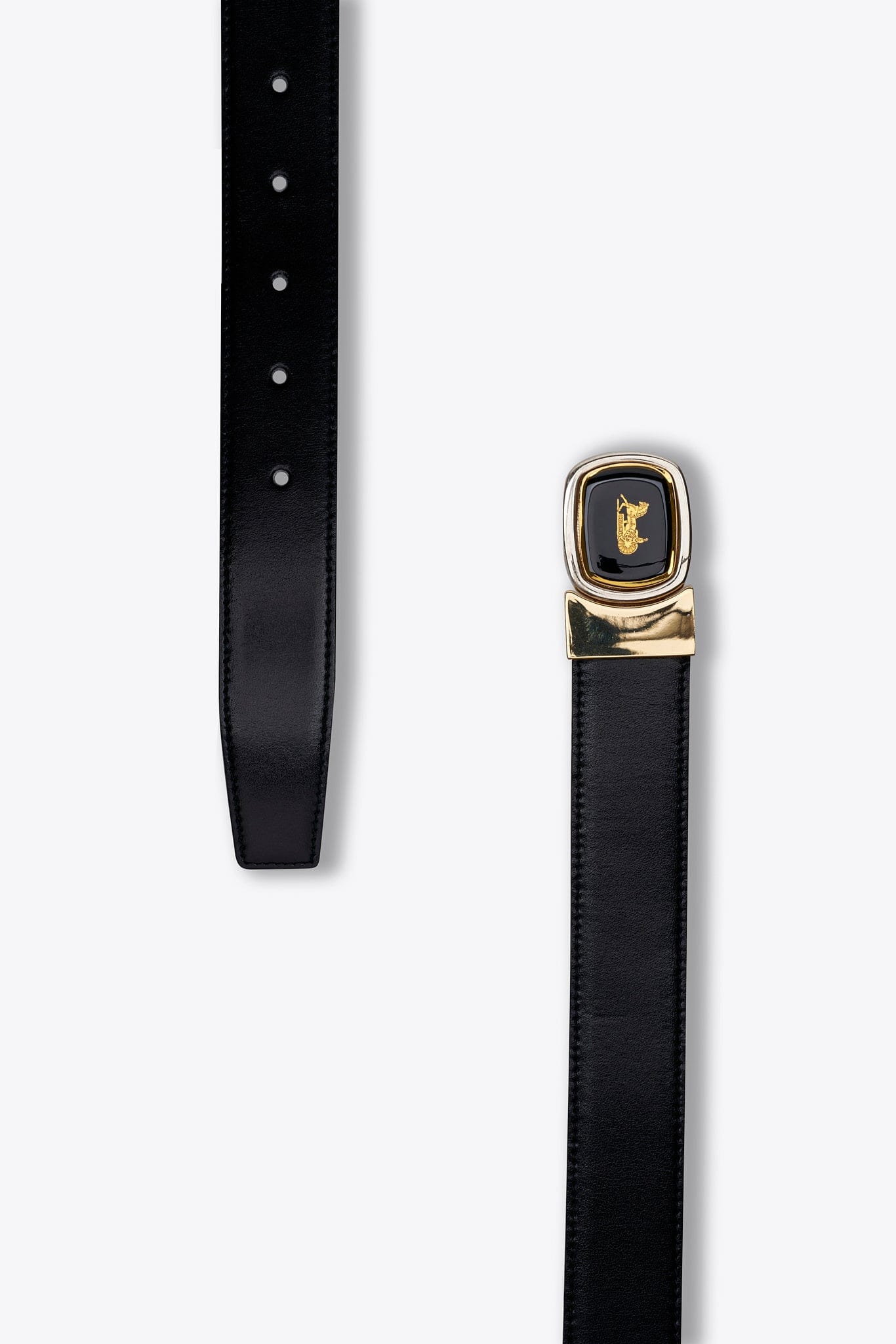 Vintage Celine Black Enamel Belt with Sulky Logo