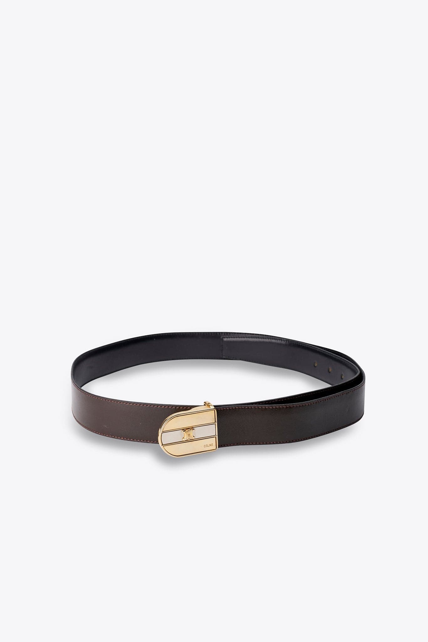 Vintage Celine Triomphe Black Leather Belt