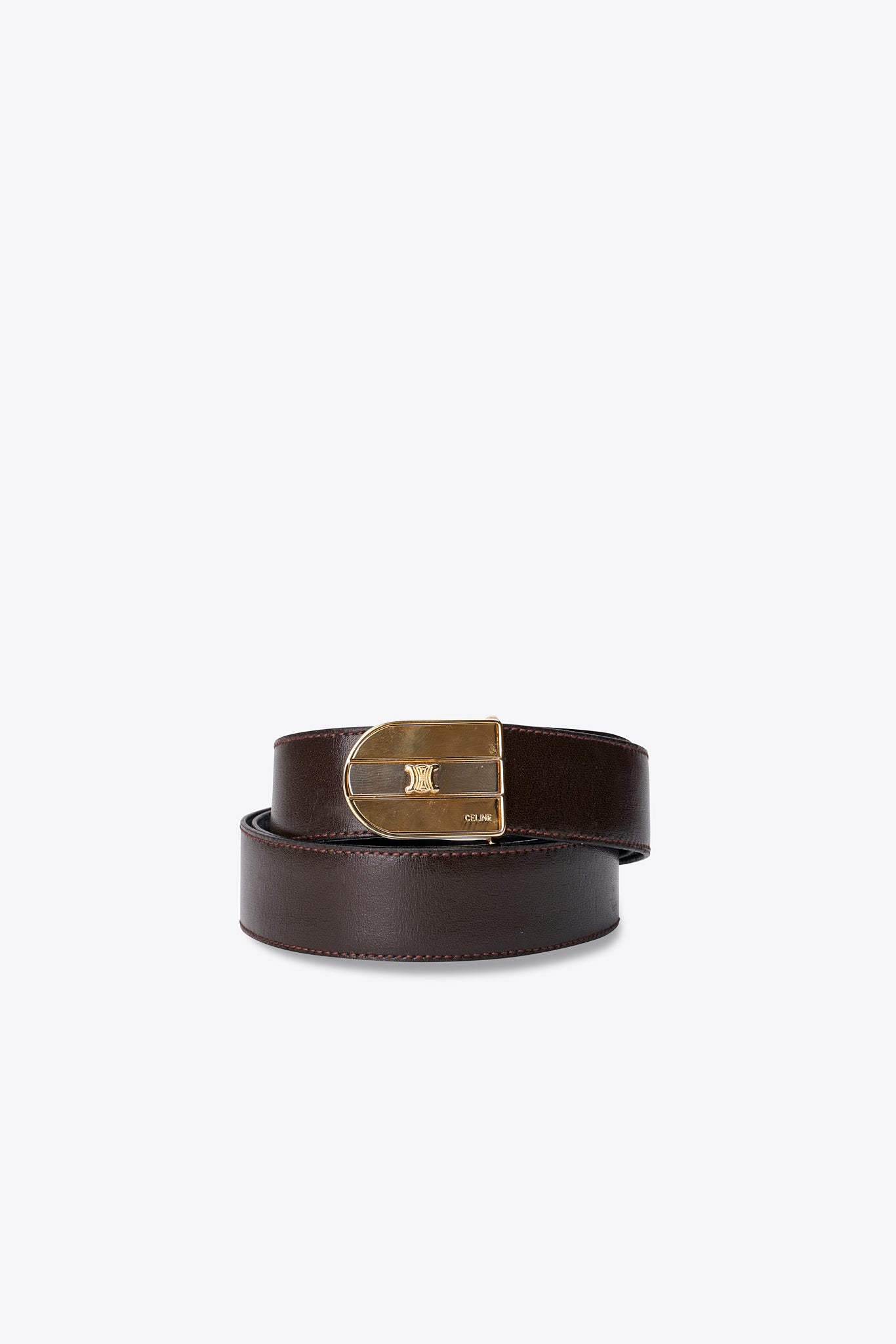 Vintage Celine Triomphe Black Leather Belt