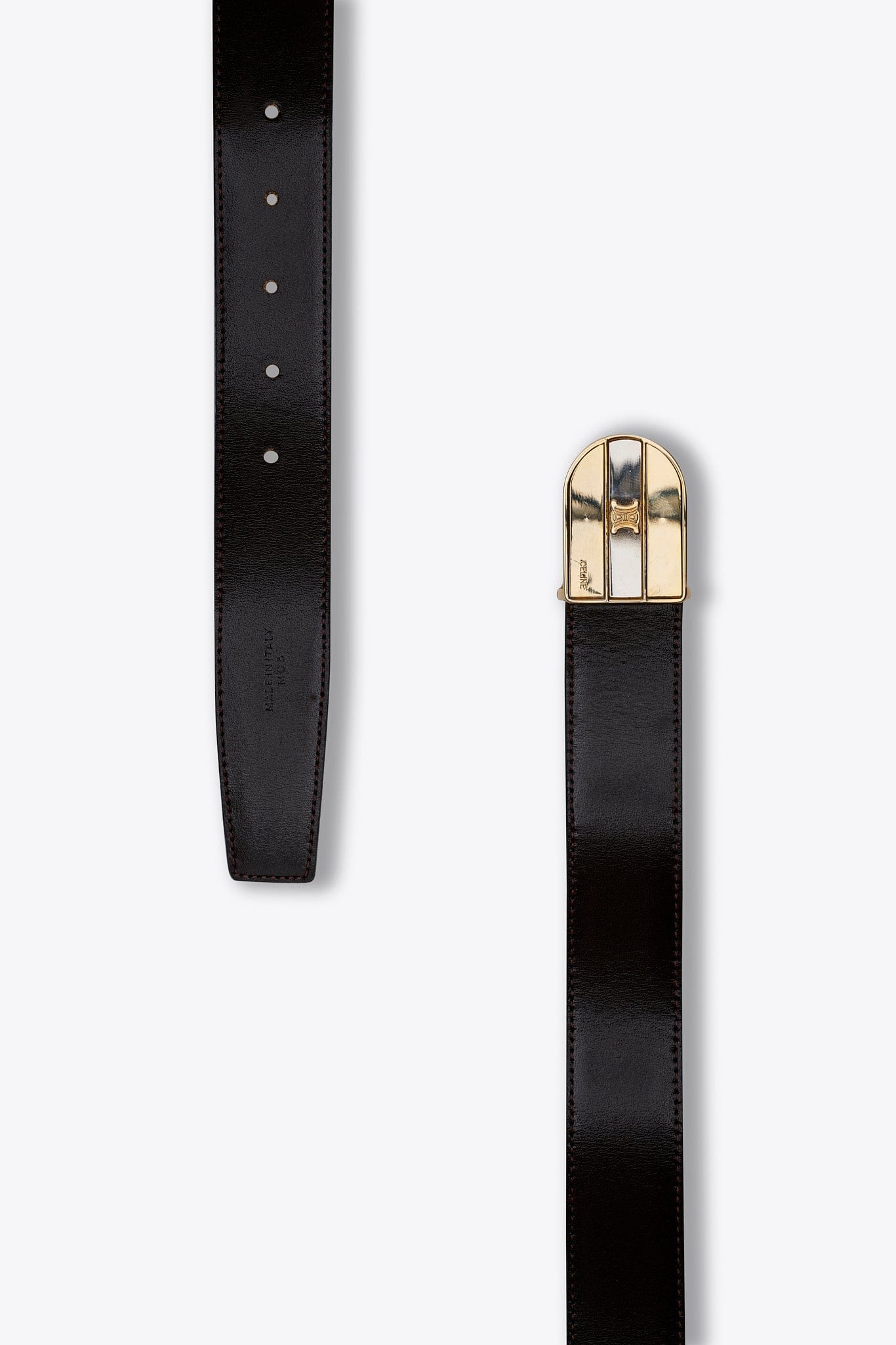 Vintage Celine Triomphe Black Leather Belt
