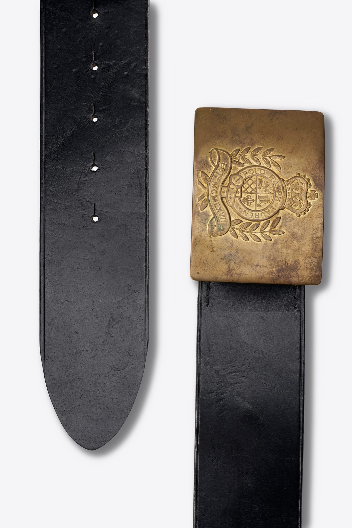 Vintage Ralph Lauren Polo Crest Buckle Leather Belt