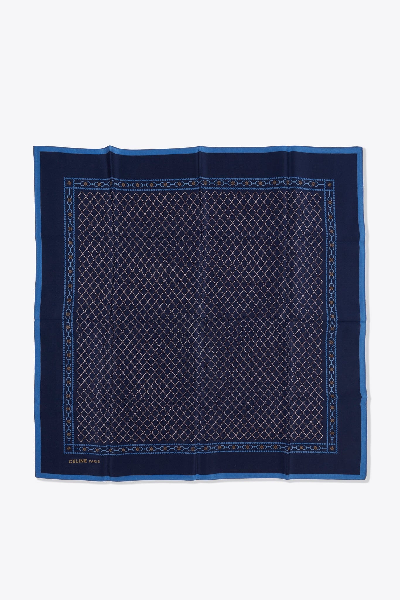 Vintage Celine Blue Silk Scarf