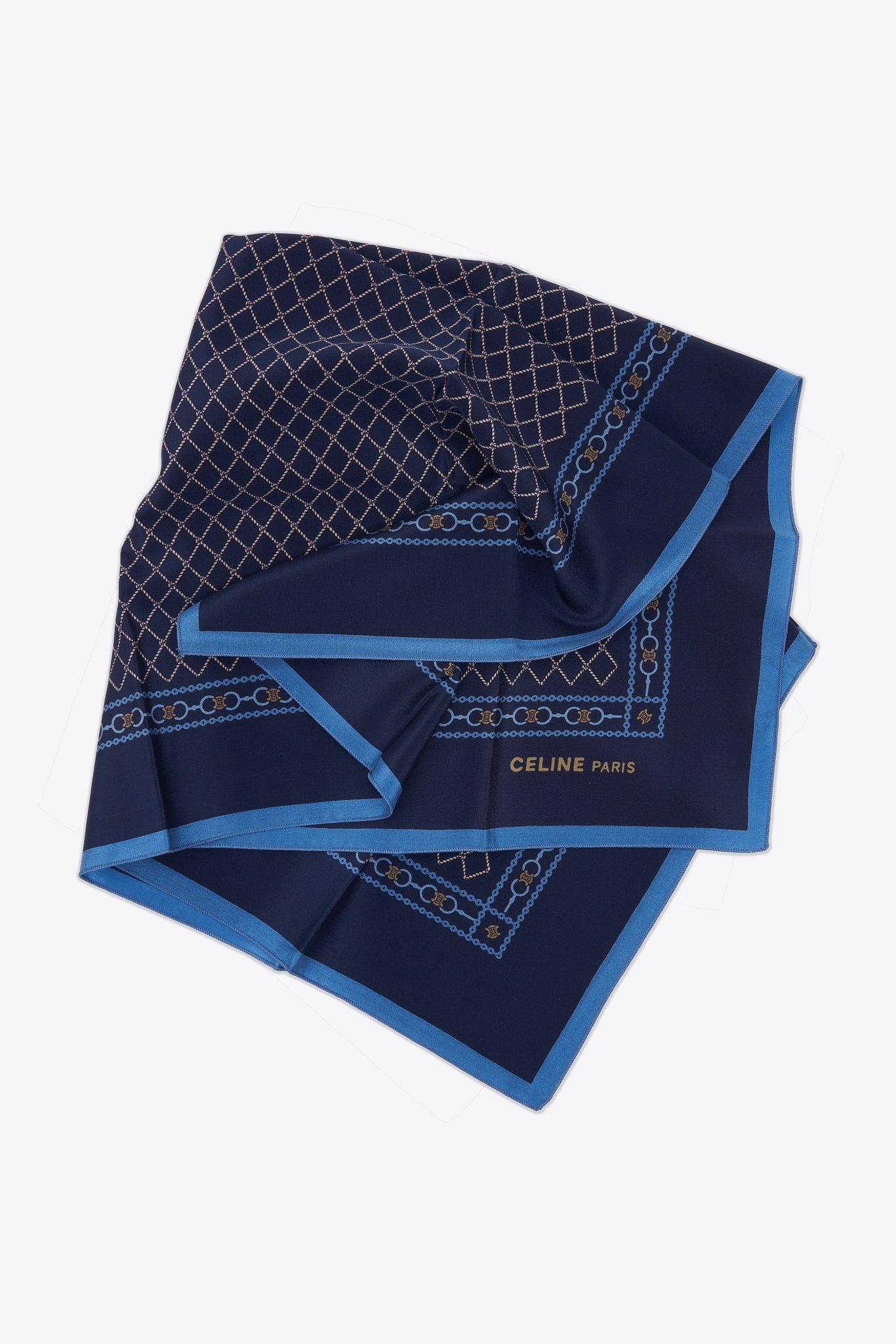 Vintage Celine Blue Silk Scarf