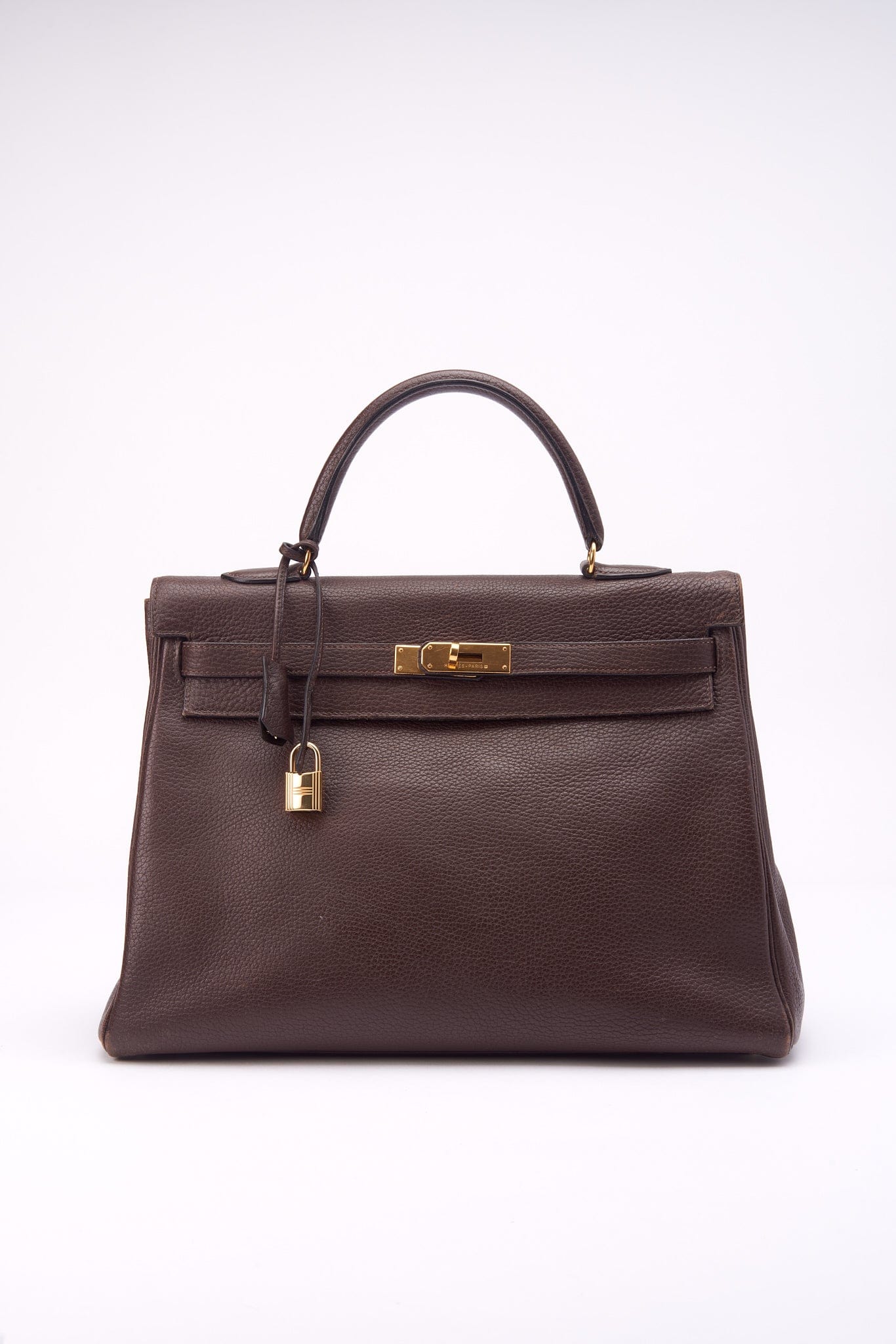 Hermès Kelly Retourne 35 in a Brown Taurillon Clemence Leather