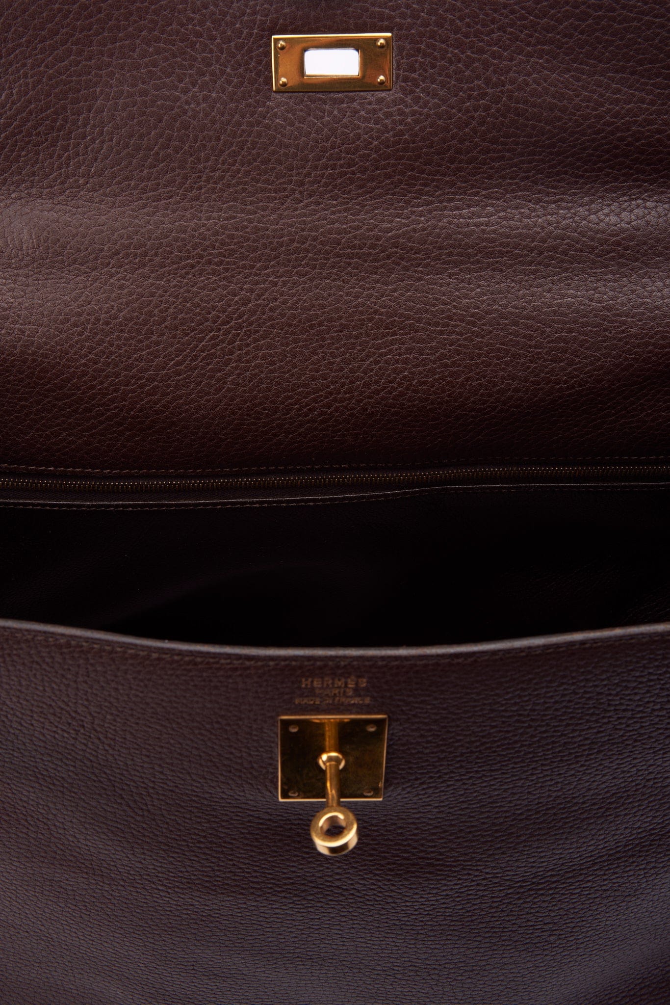 Hermès Kelly Retourne 35 in a Brown Taurillon Clemence Leather