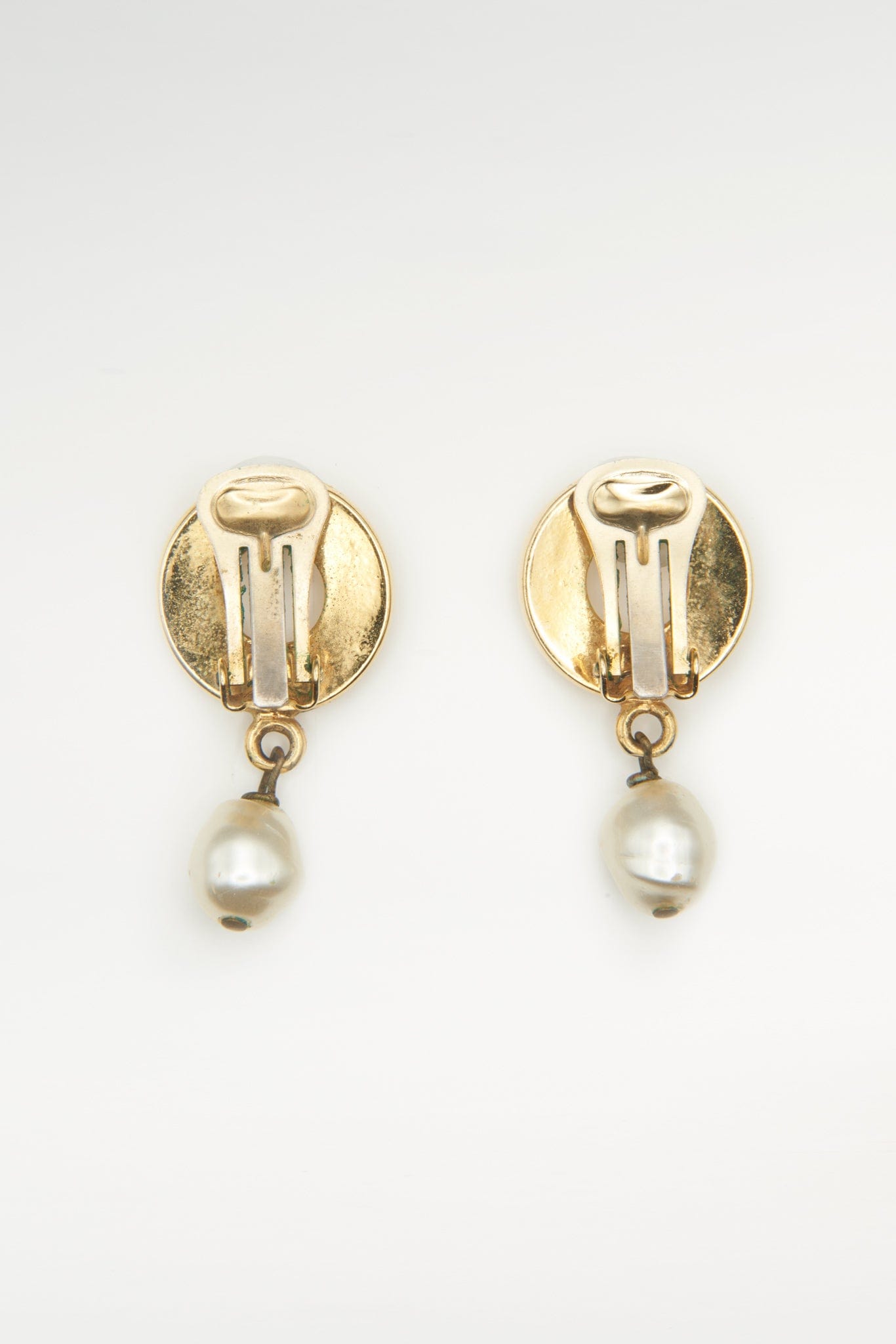 Vintage Gold Celine faux Pearl Earrings