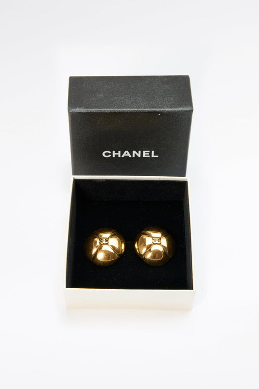 CHANEL Coco Mark Gold Plated Earrings Ear Clip