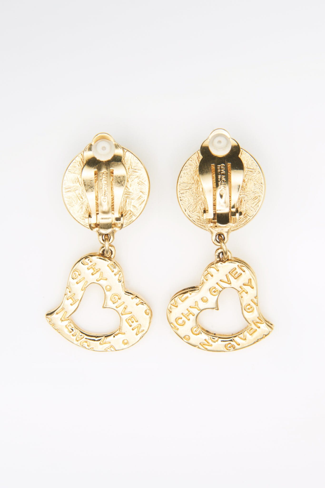 Vintage Gold Givenchy Heart and Imitation Pearl Drop Earrings