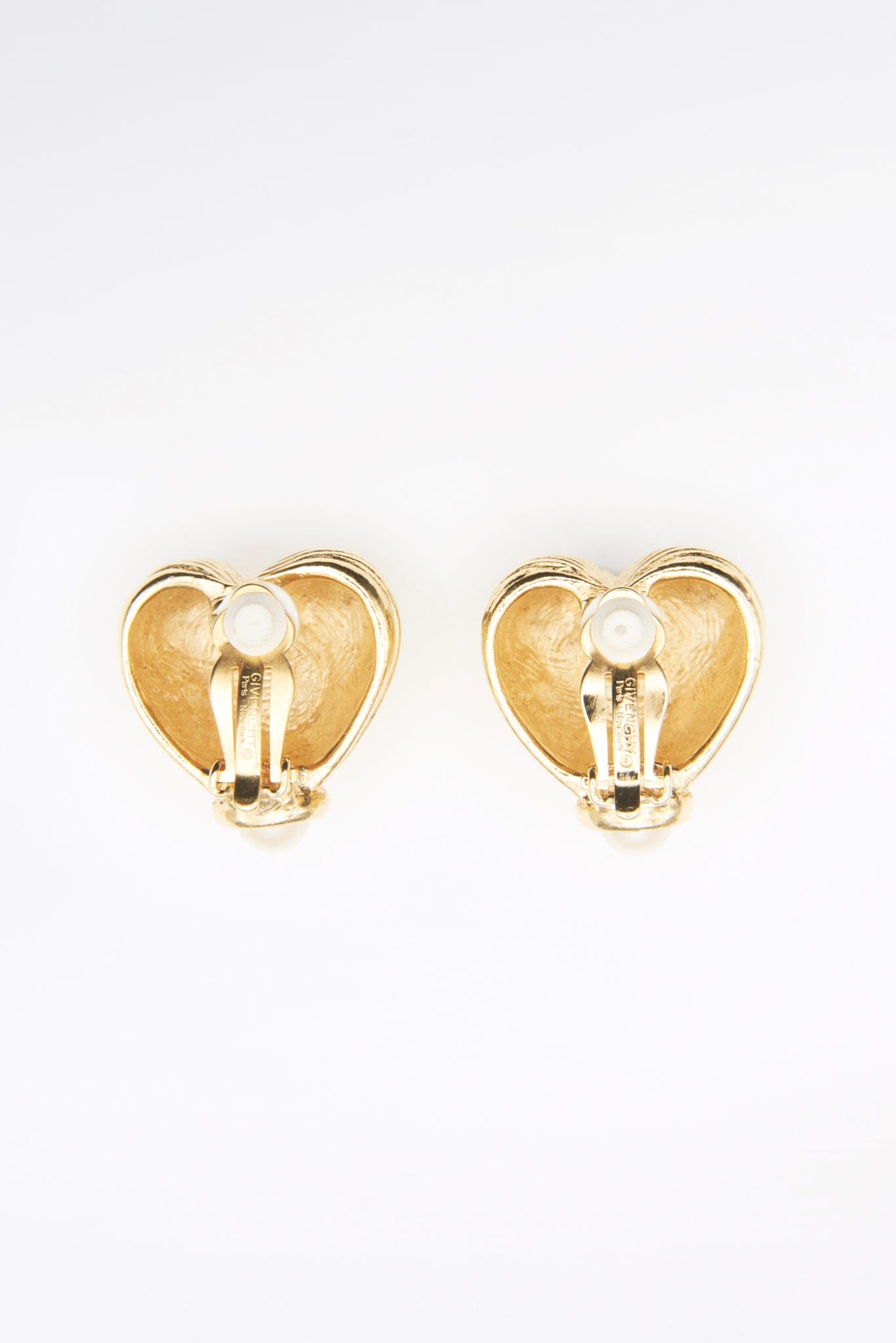 Vintage Gold Givenchy Heart and Imitation Pearl Earrings