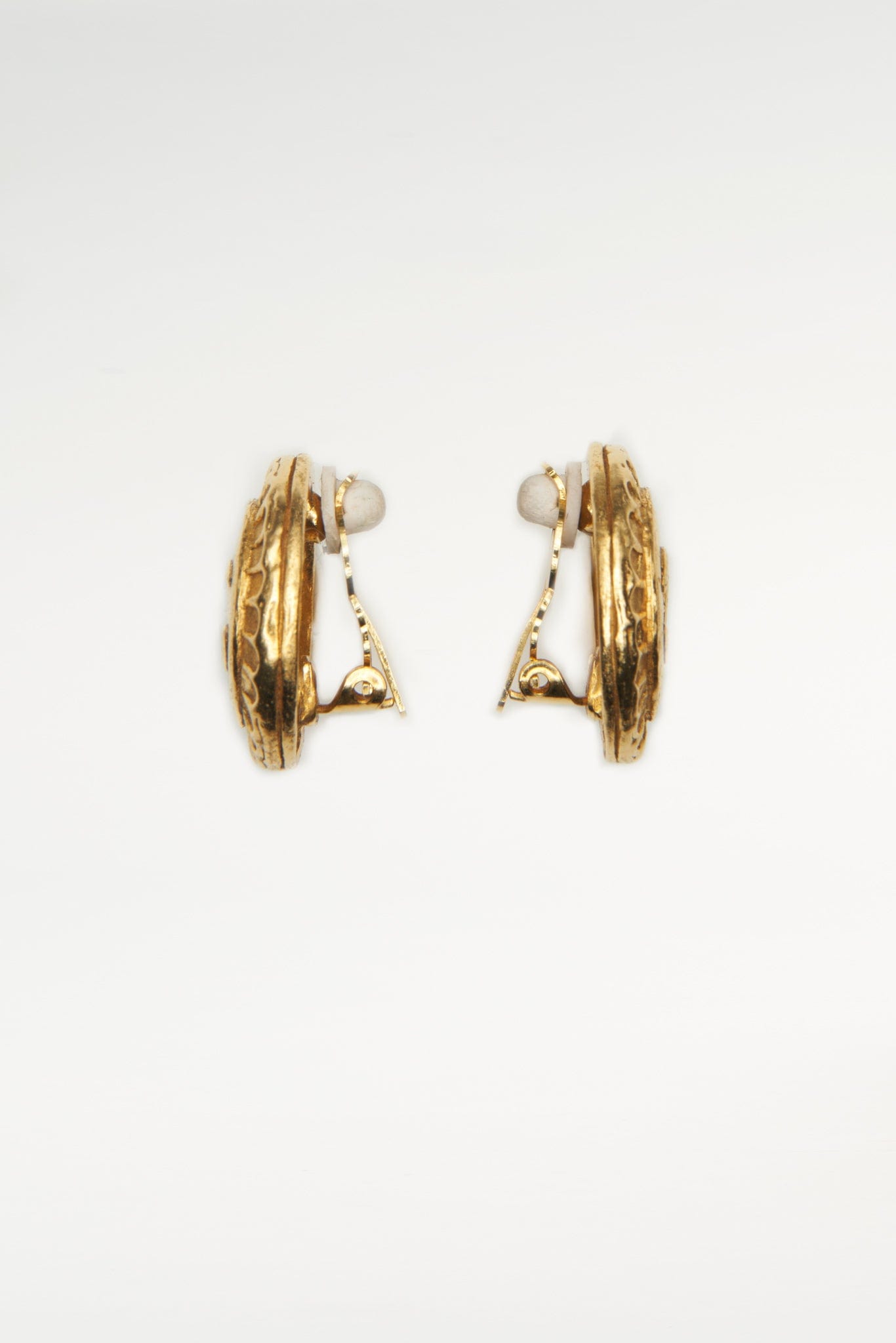 Vintage Chanel 18k Gold Gems Huggie Earrings