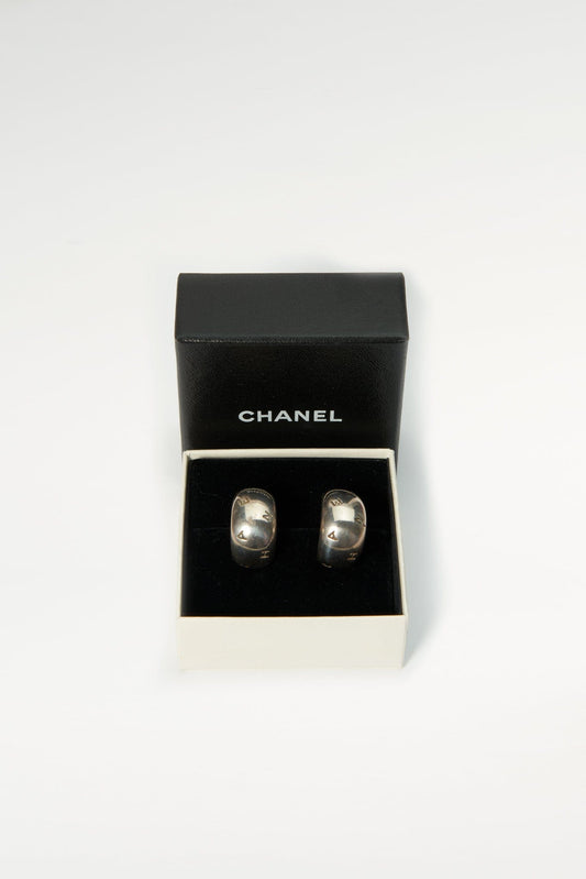 Vintage Chanel Sterling Silver Hoop Earrings