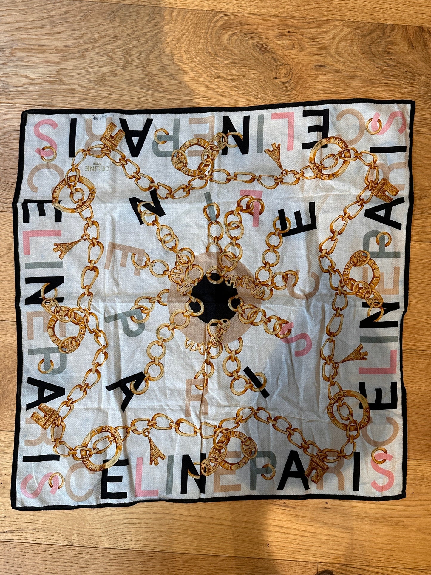 Vintage Celine Cotton Chain Printed Scarf