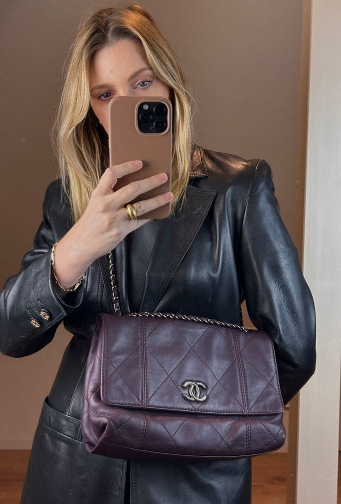 Chanel Quilted Flap Bag in Purple Lambskin