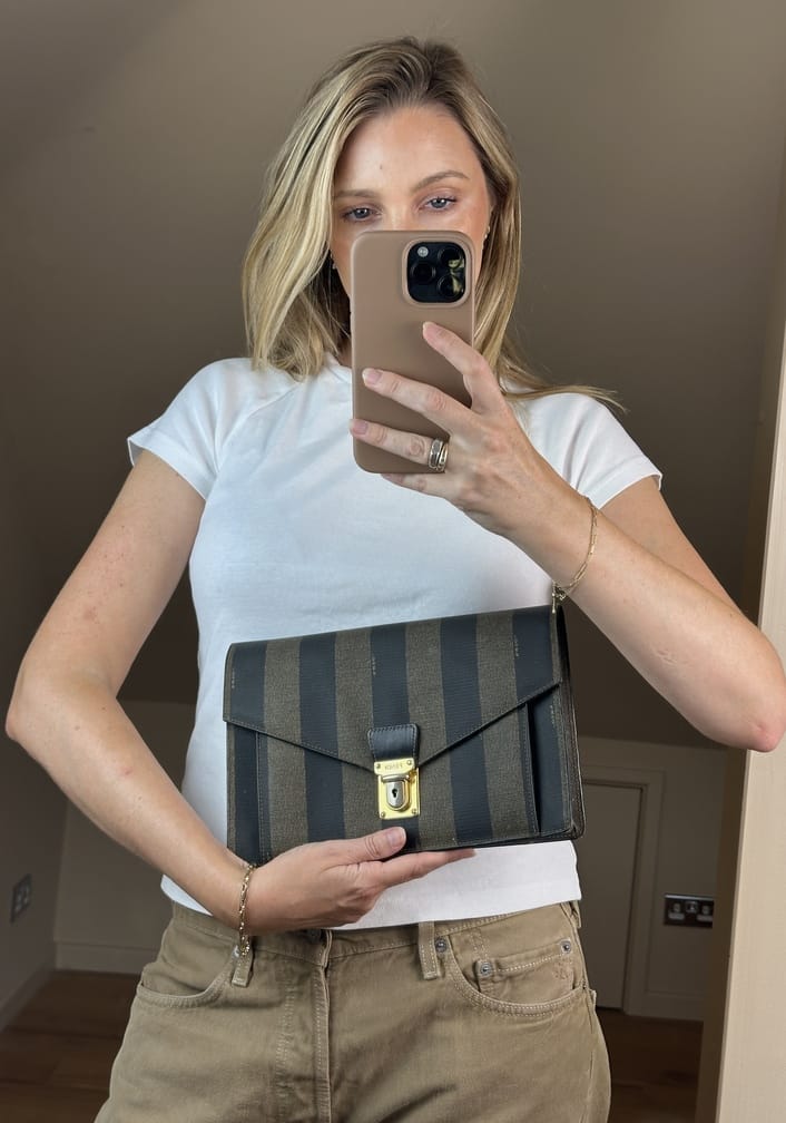 Vintage Fendi Pequin Stripe Clutch Bag