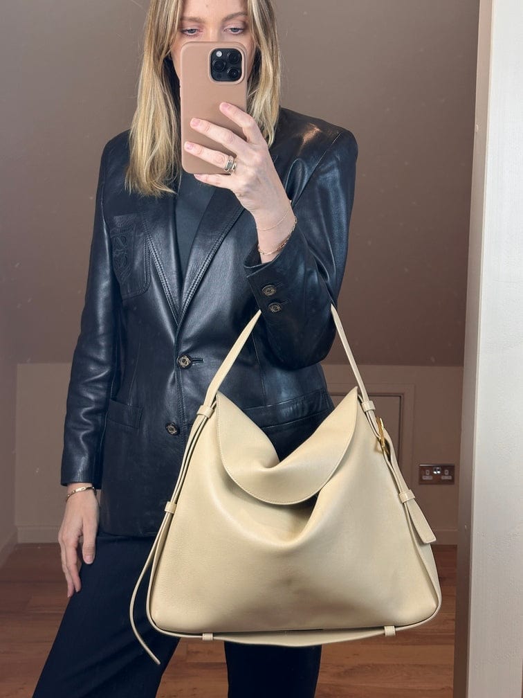 Bottega Veneta Leather Shoulder Bag with Gold Hardware