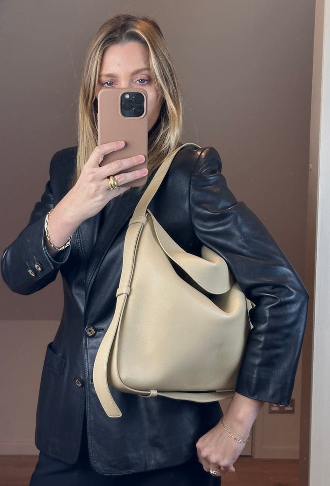 Bottega Veneta Leather Shoulder Bag with Gold Hardware