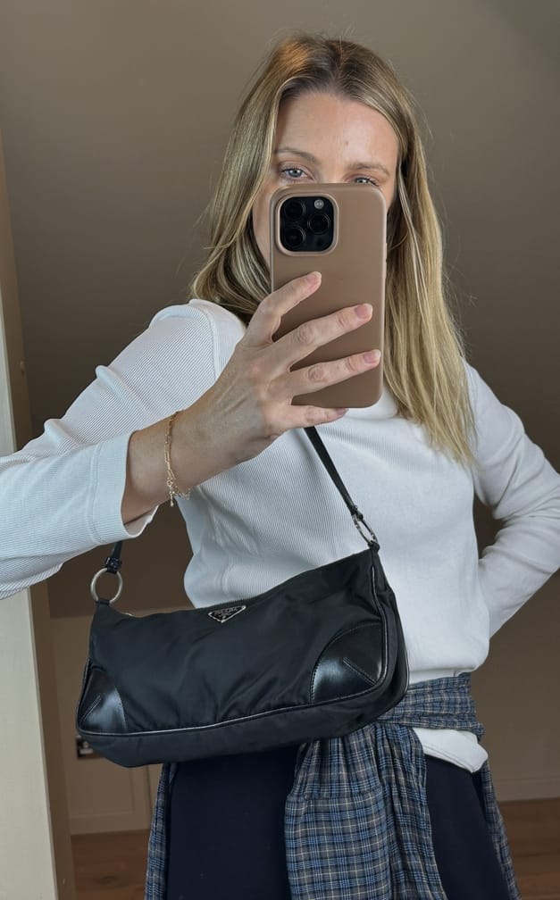 Vintage Prada Black Nylon Shoulder Bag