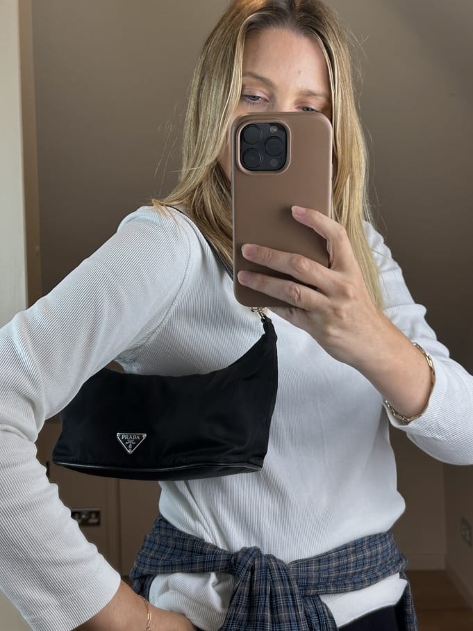 Vintage Prada Black Nylon Shoulder Bag