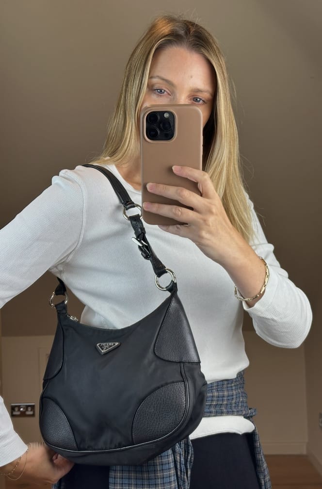 Vintage Prada Black Nylon Shoulder Bag