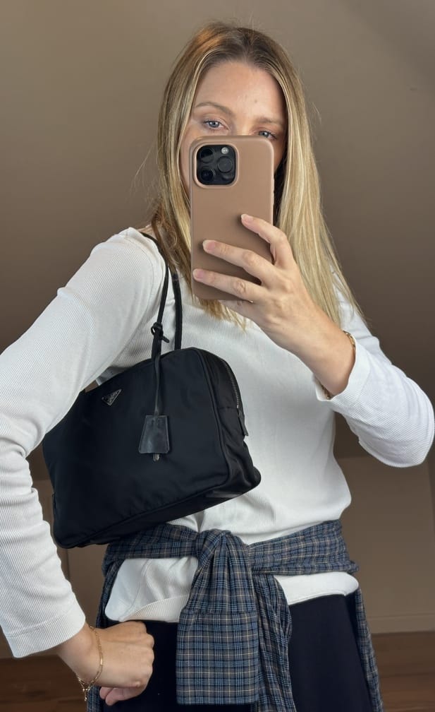 Vintage Prada Black Nylon Shoulder Bag