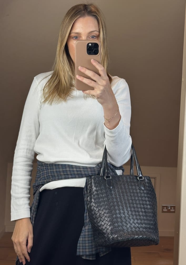 Vintage Bottega Veneta Intrecciato Black Leather Shoulder Bag