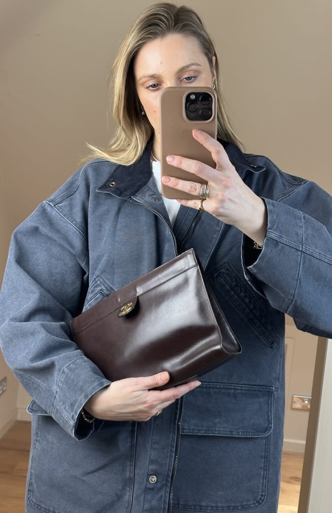 Vintage Chanel Leather Clutch Brown